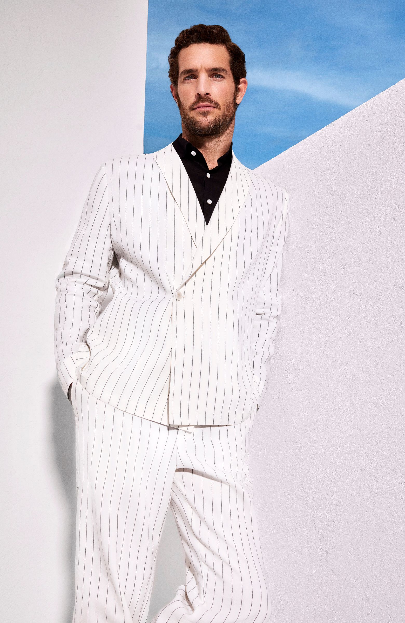 Kırık Beyaz Keten Karışımlı Takım Elbise