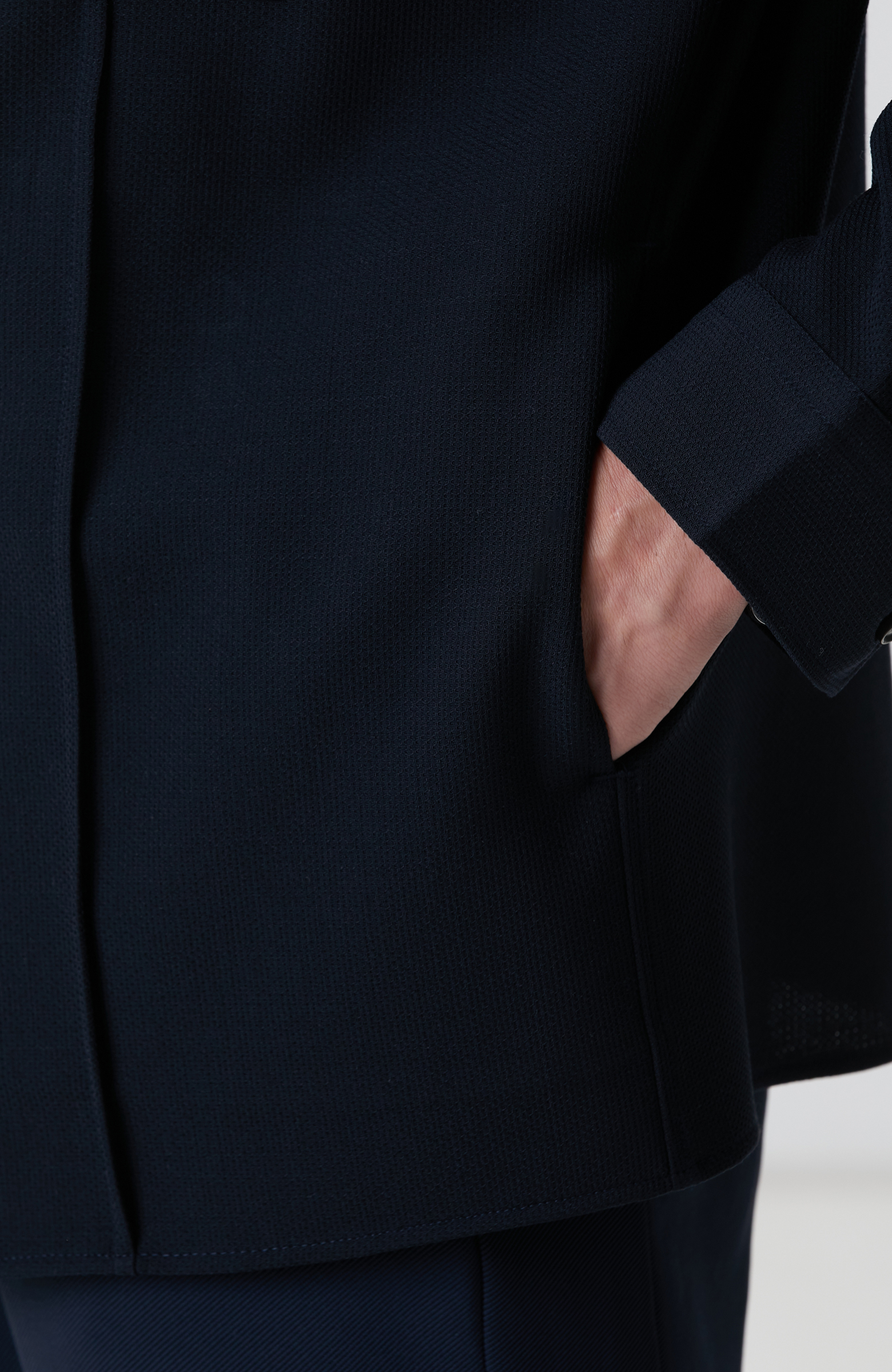 Lacivert Yün Karışımlı Dış Gömlek