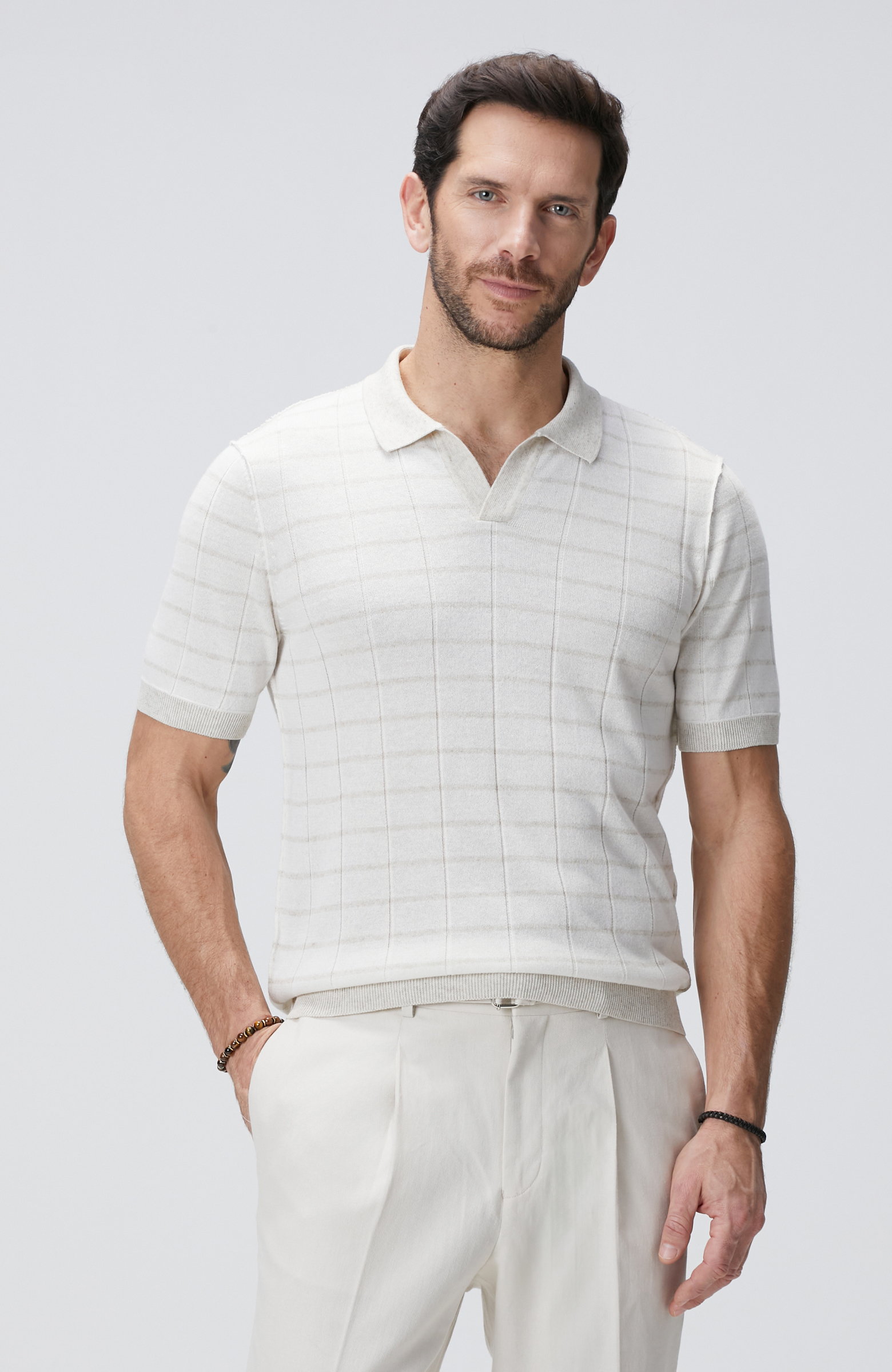 Naturel Keten Karışımlı Kazak