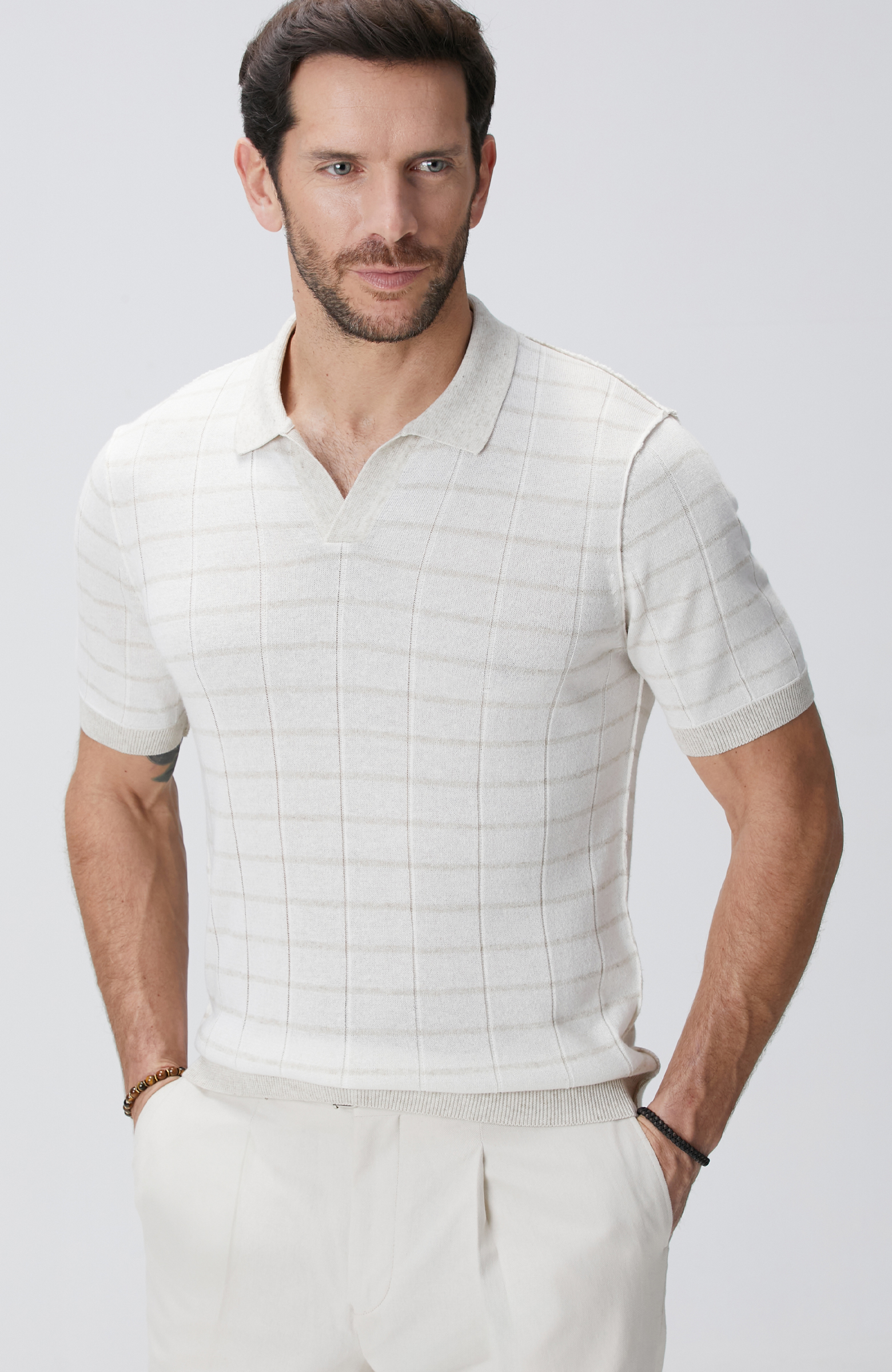 Naturel Keten Karışımlı Kazak