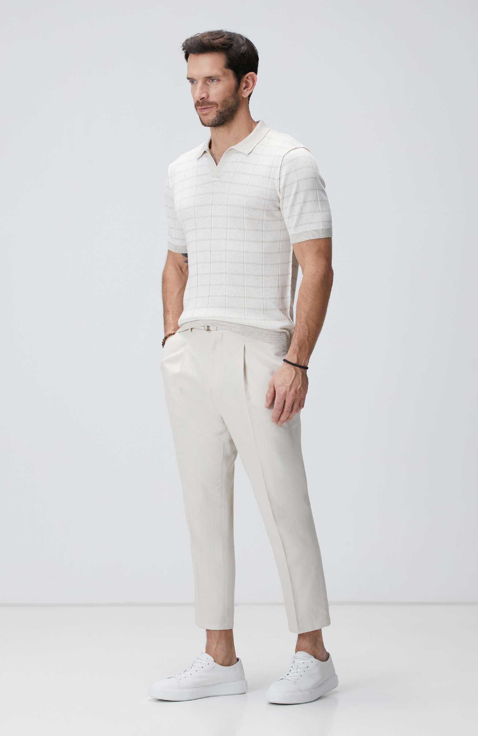 Naturel Keten Karışımlı Kazak