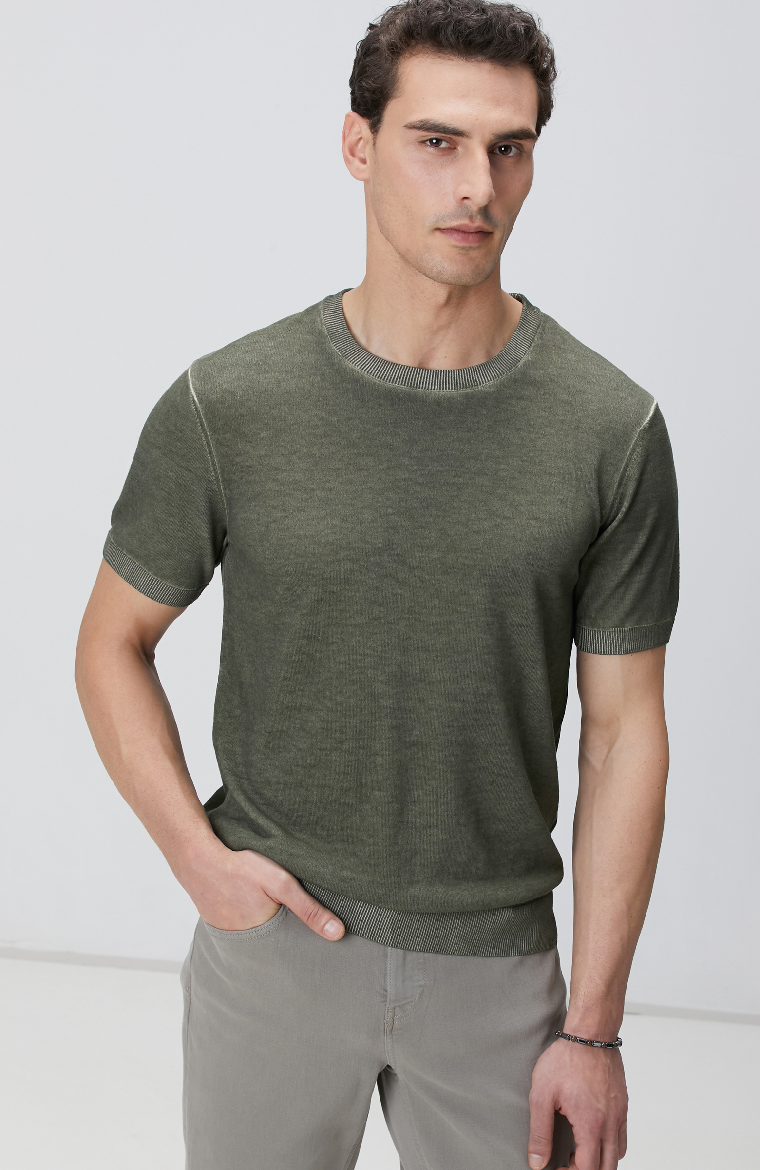 Haki Keten Karışımlı Kazak