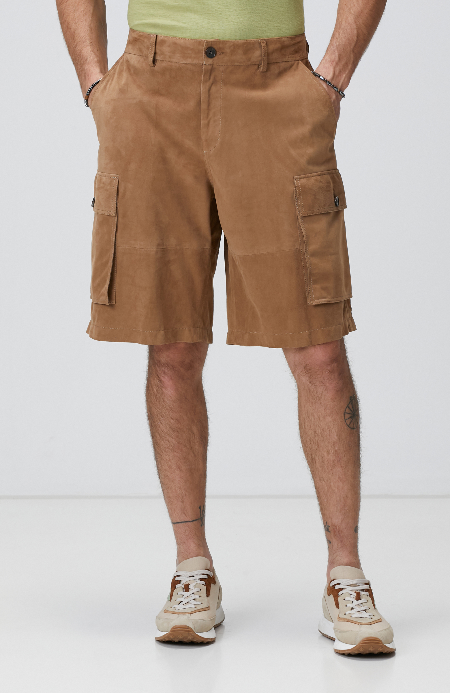 Camel Deri Chino Şort