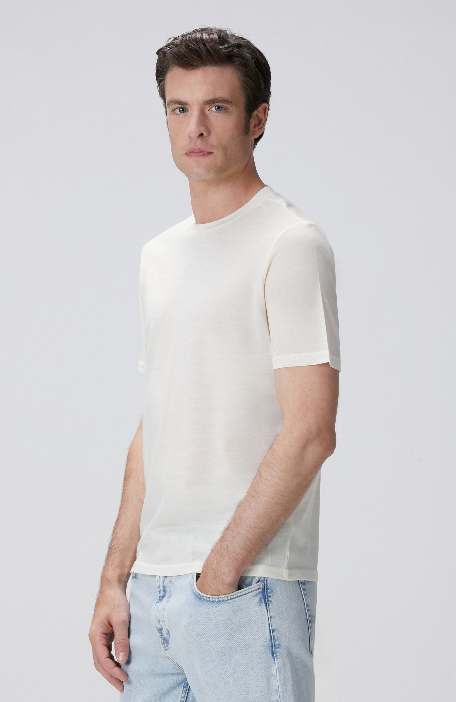 Limited Kırık Beyaz Yün T-shirt