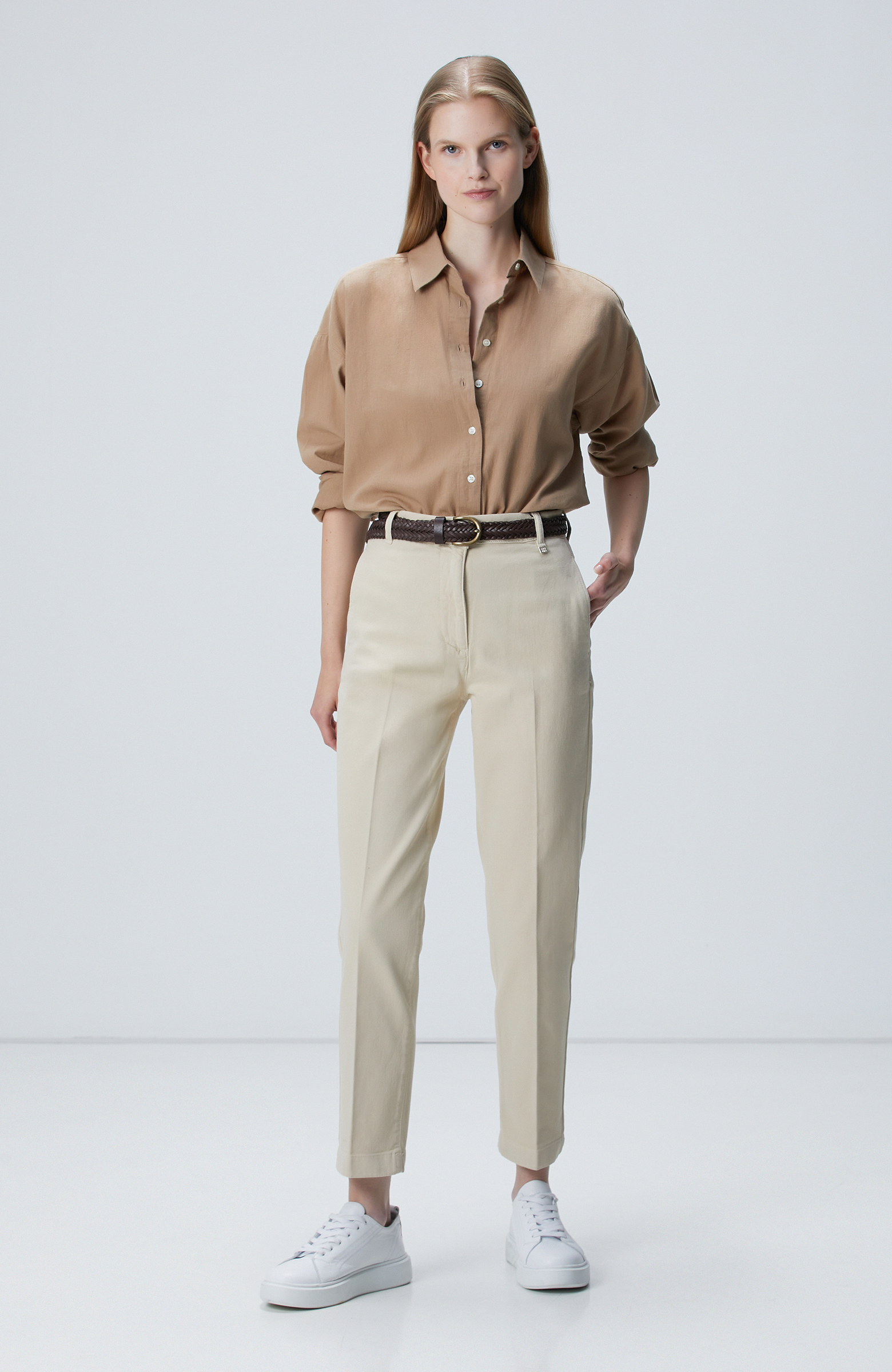 Bej Basic Casual Denim Pantolon