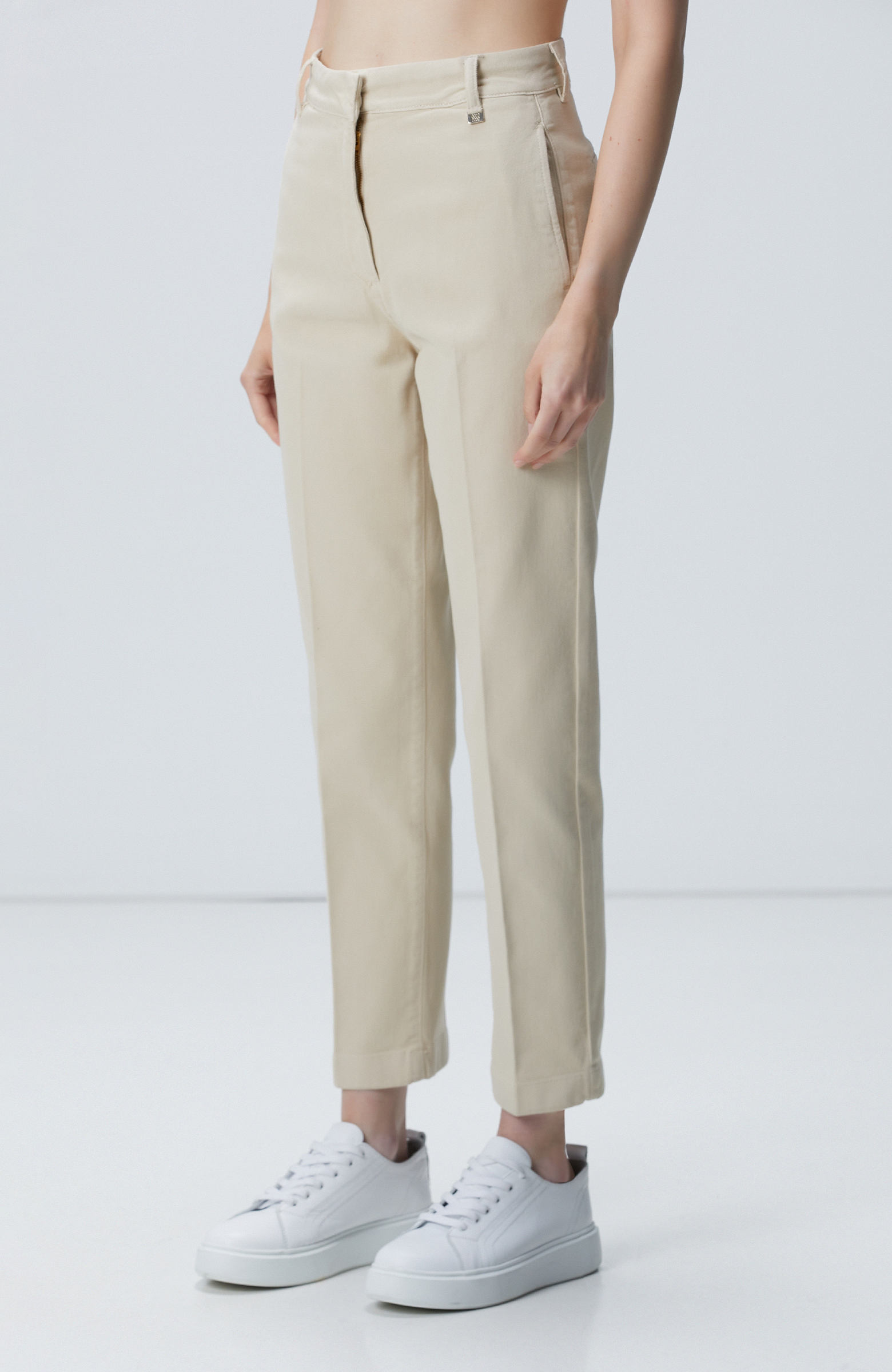 Bej Basic Casual Denim Pantolon