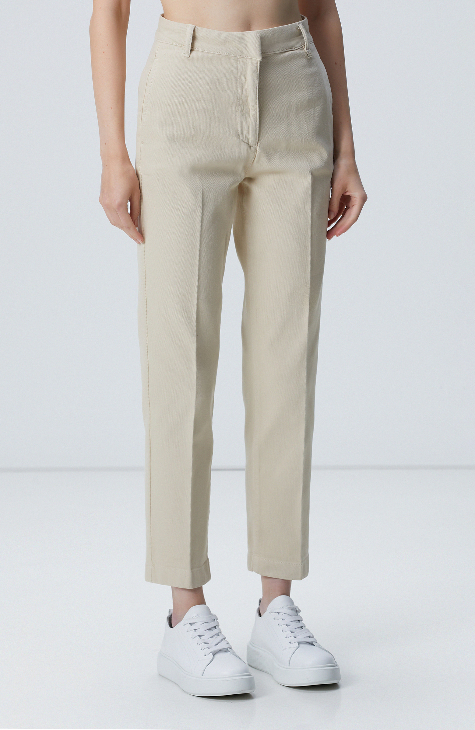 Bej Basic Casual Denim Pantolon