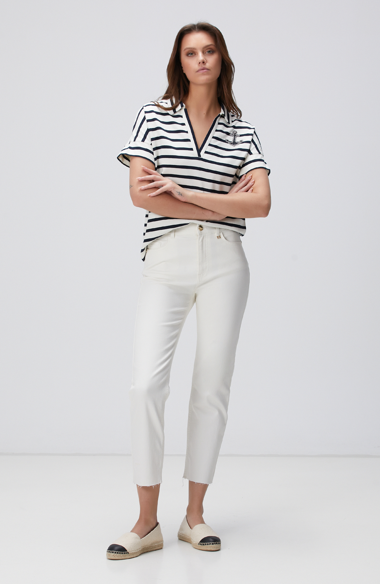 Kırık Beyaz Denim Pantolon