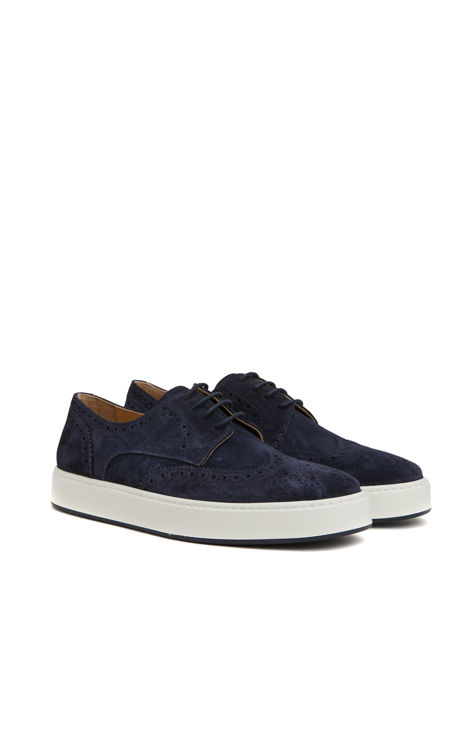 Lacivert Süet Erkek Zımbalı Deri Sneaker Ayakkabı - 1