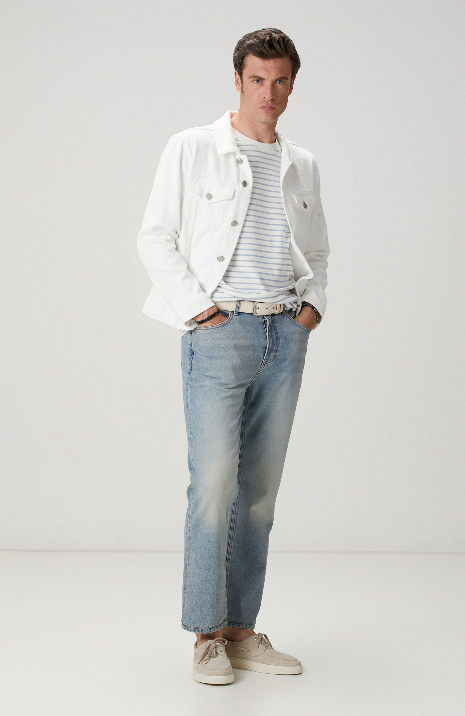 Kırık Beyaz Denim Mont