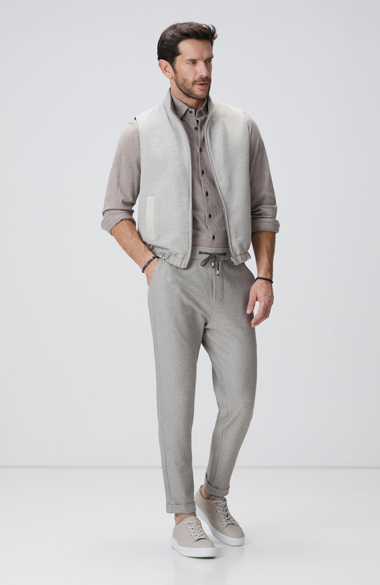 Bej Armürlü Örme Pantolon