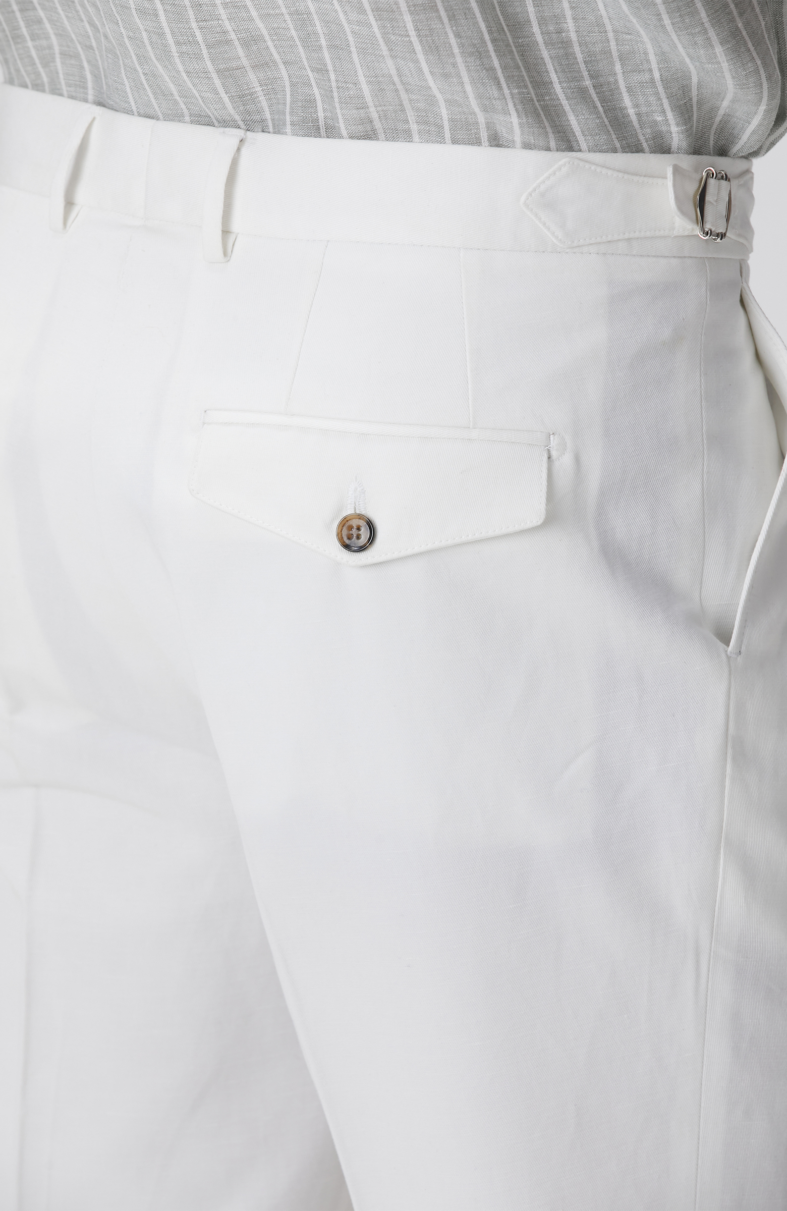 Kırık Beyaz Keten Karışımlı Pantolon