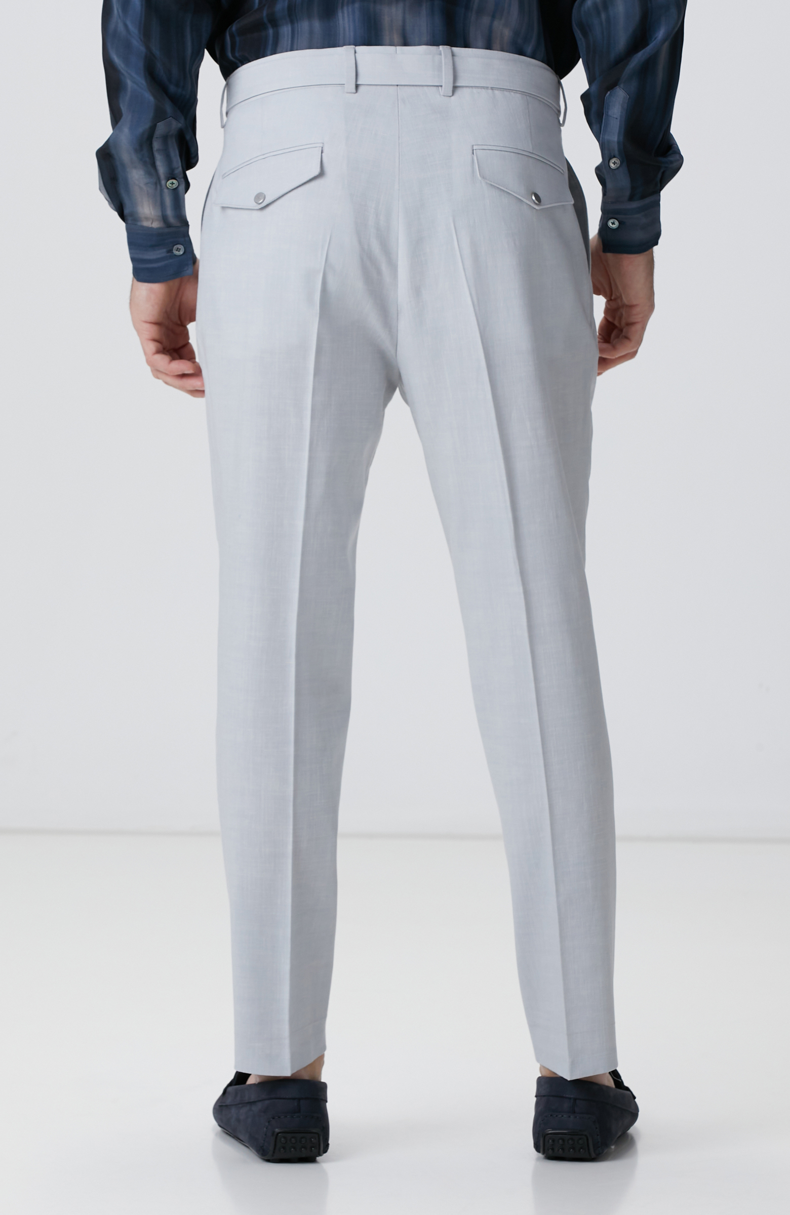 Gri Keten Karışımlı Pantolon