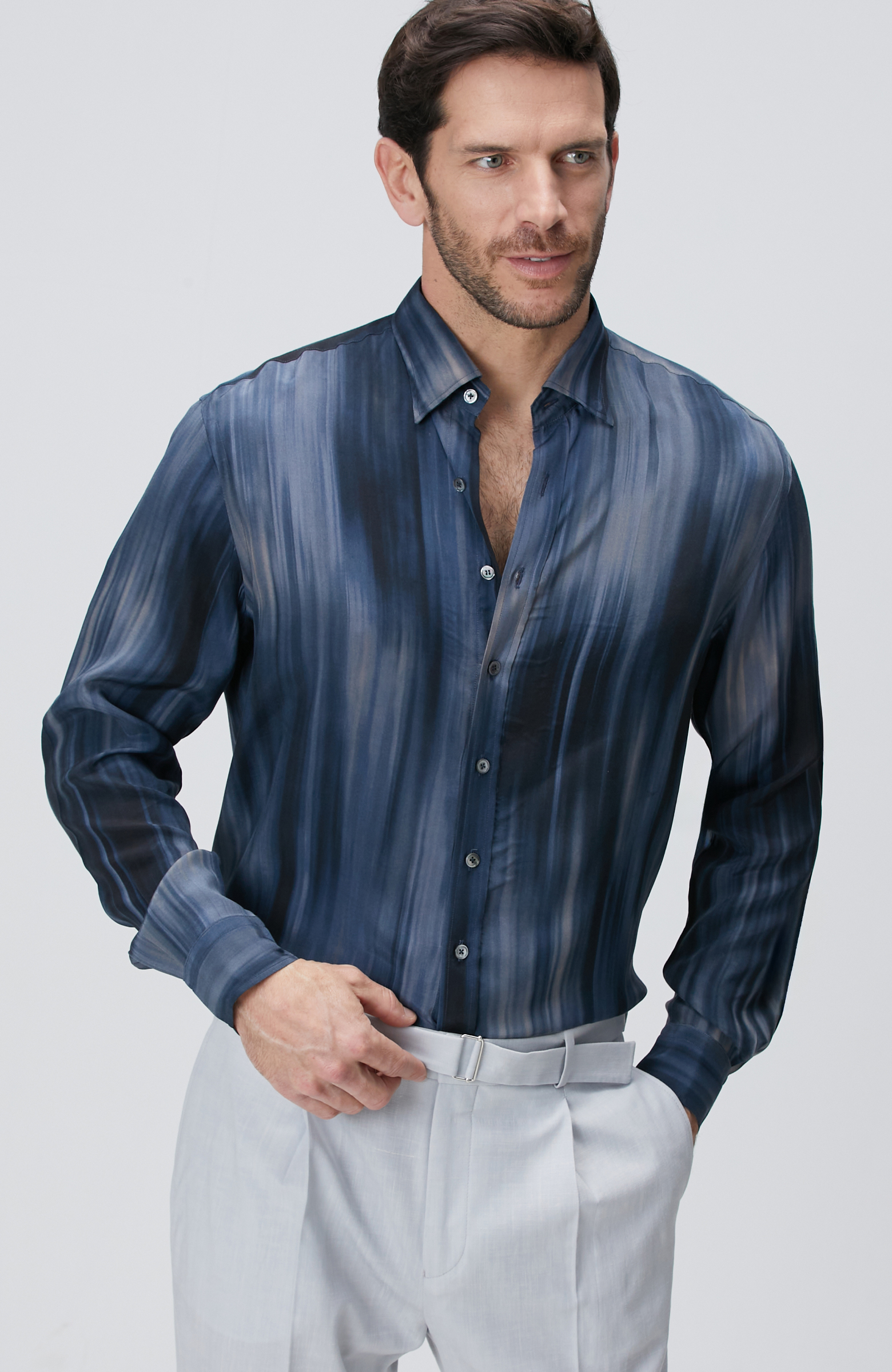 Lacivert Baskılı Gömlek