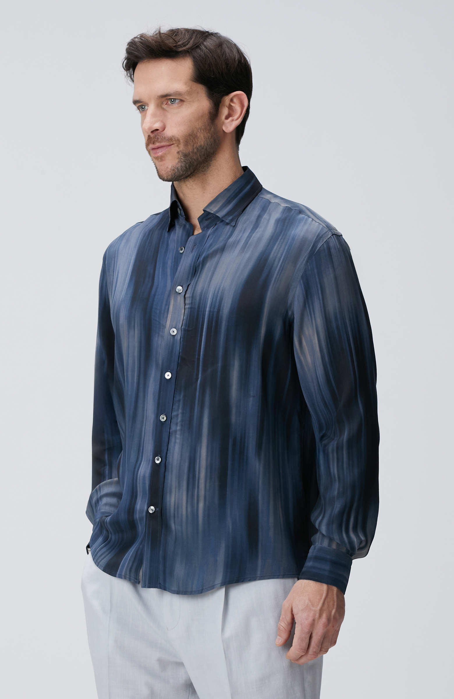 Lacivert Baskılı Gömlek