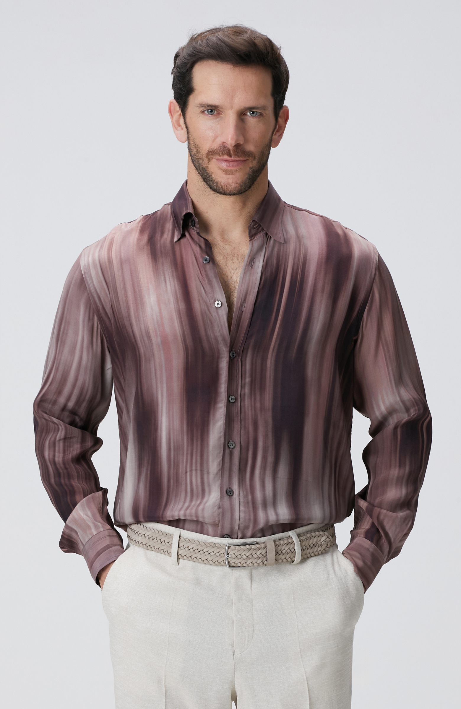 Bordo Baskılı Gömlek