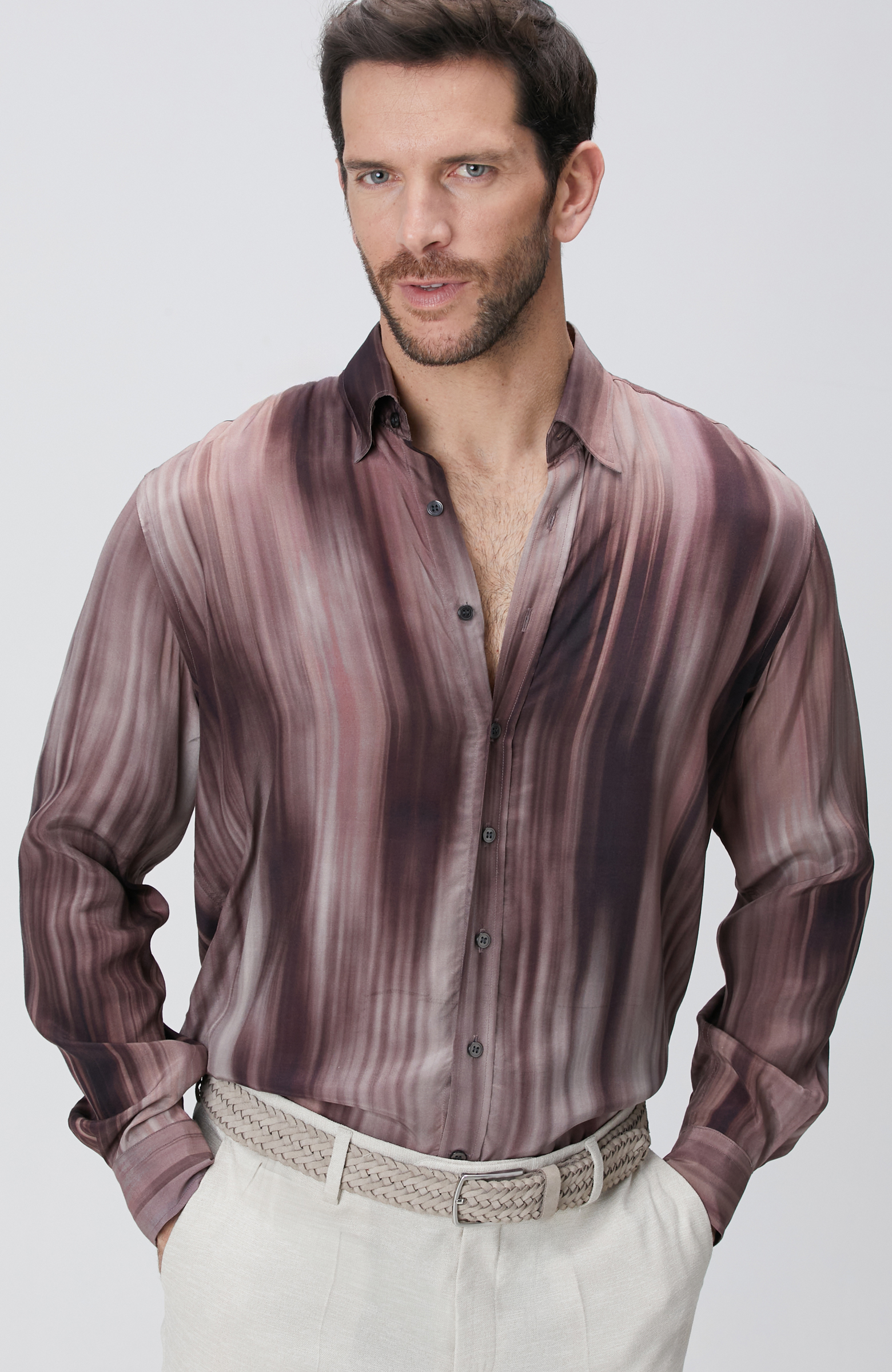 Bordo Baskılı Gömlek