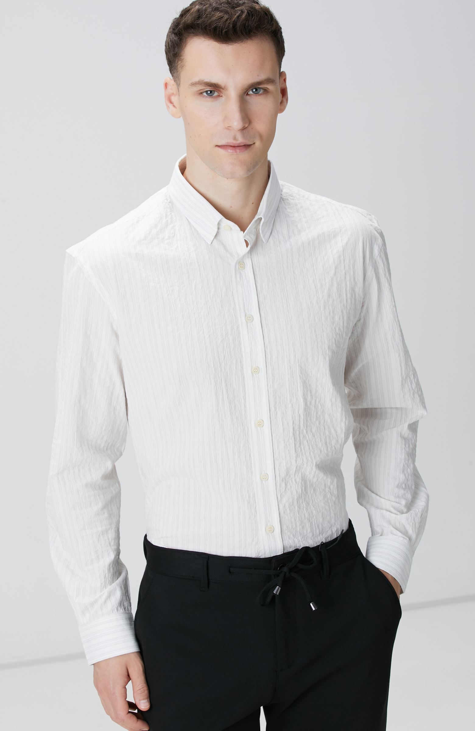 Kırık Beyaz Çizgili Gömlek