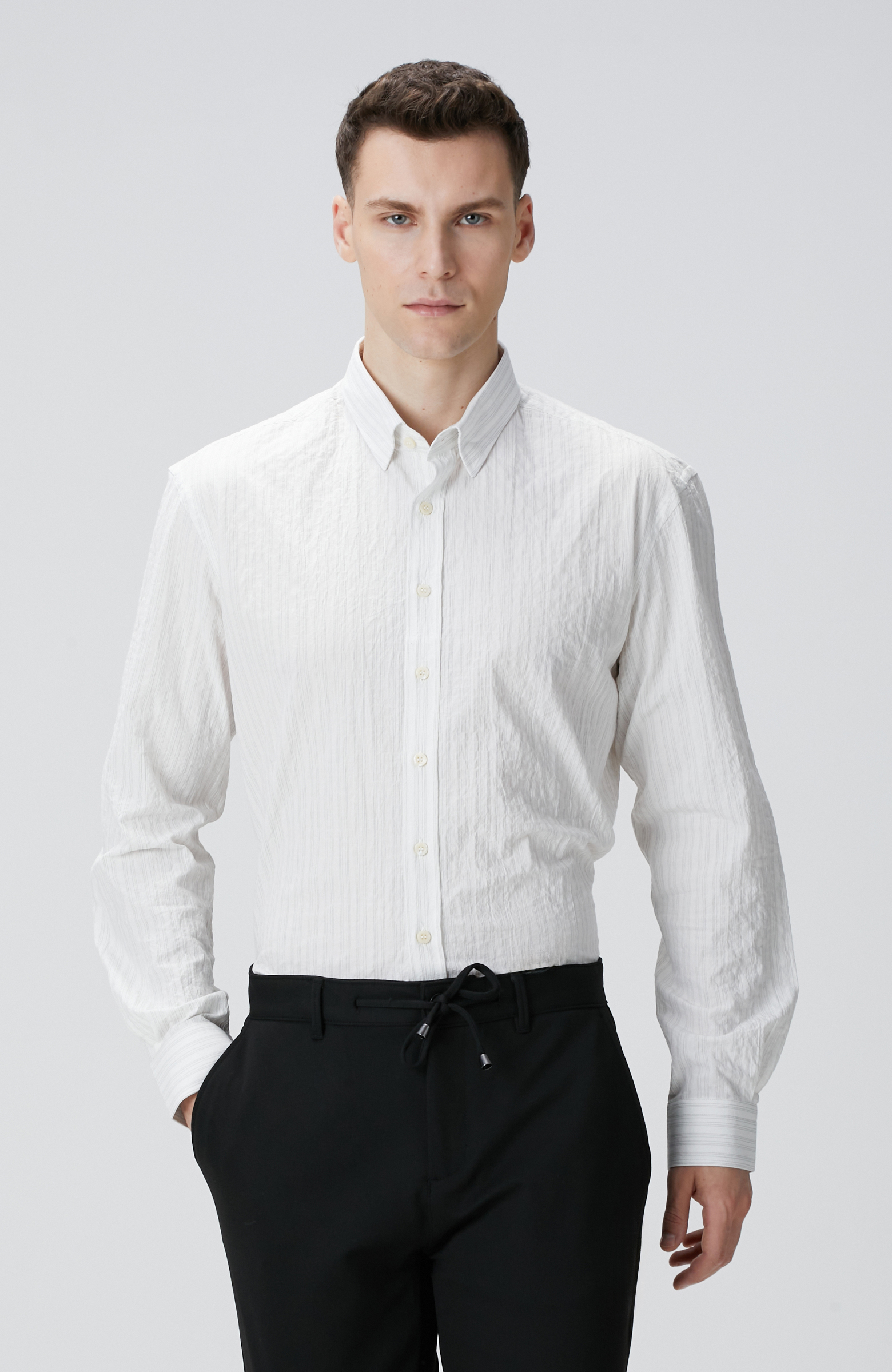 Kırık Beyaz Çizgili Gömlek