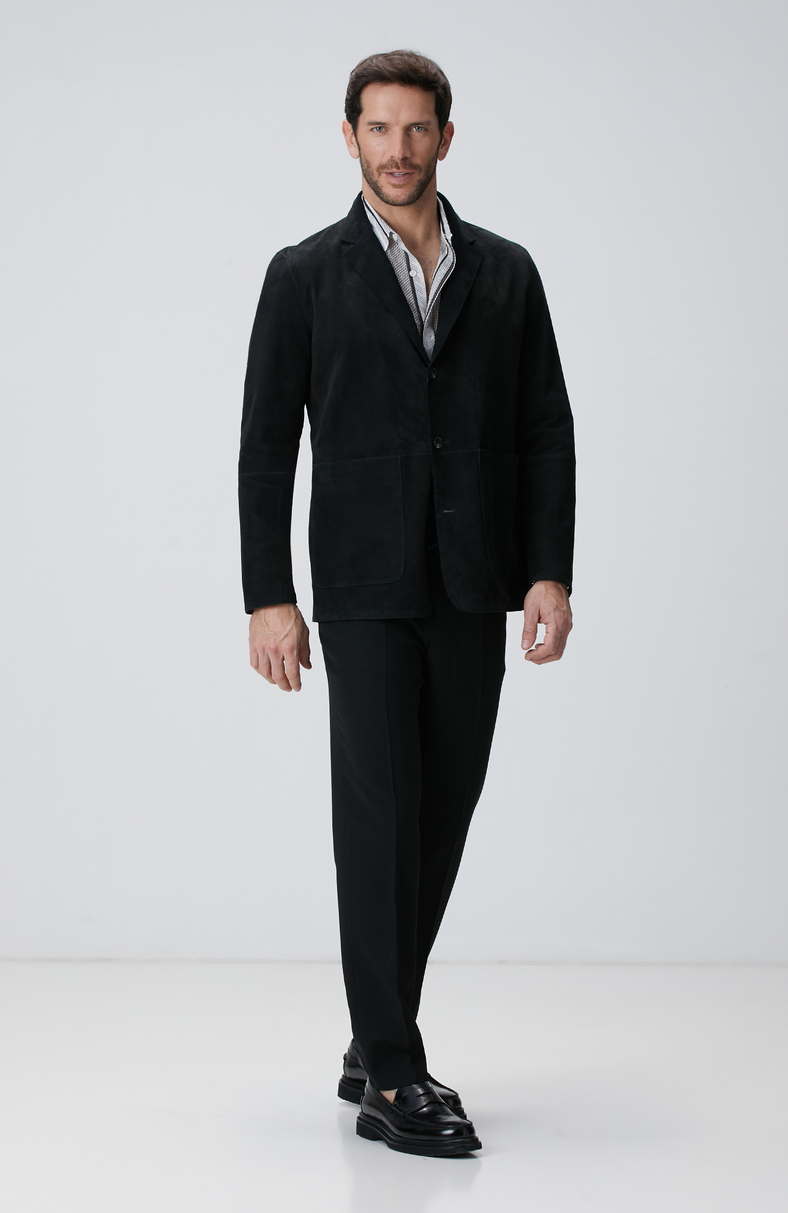 Siyah Beyaz Keten Gömlek