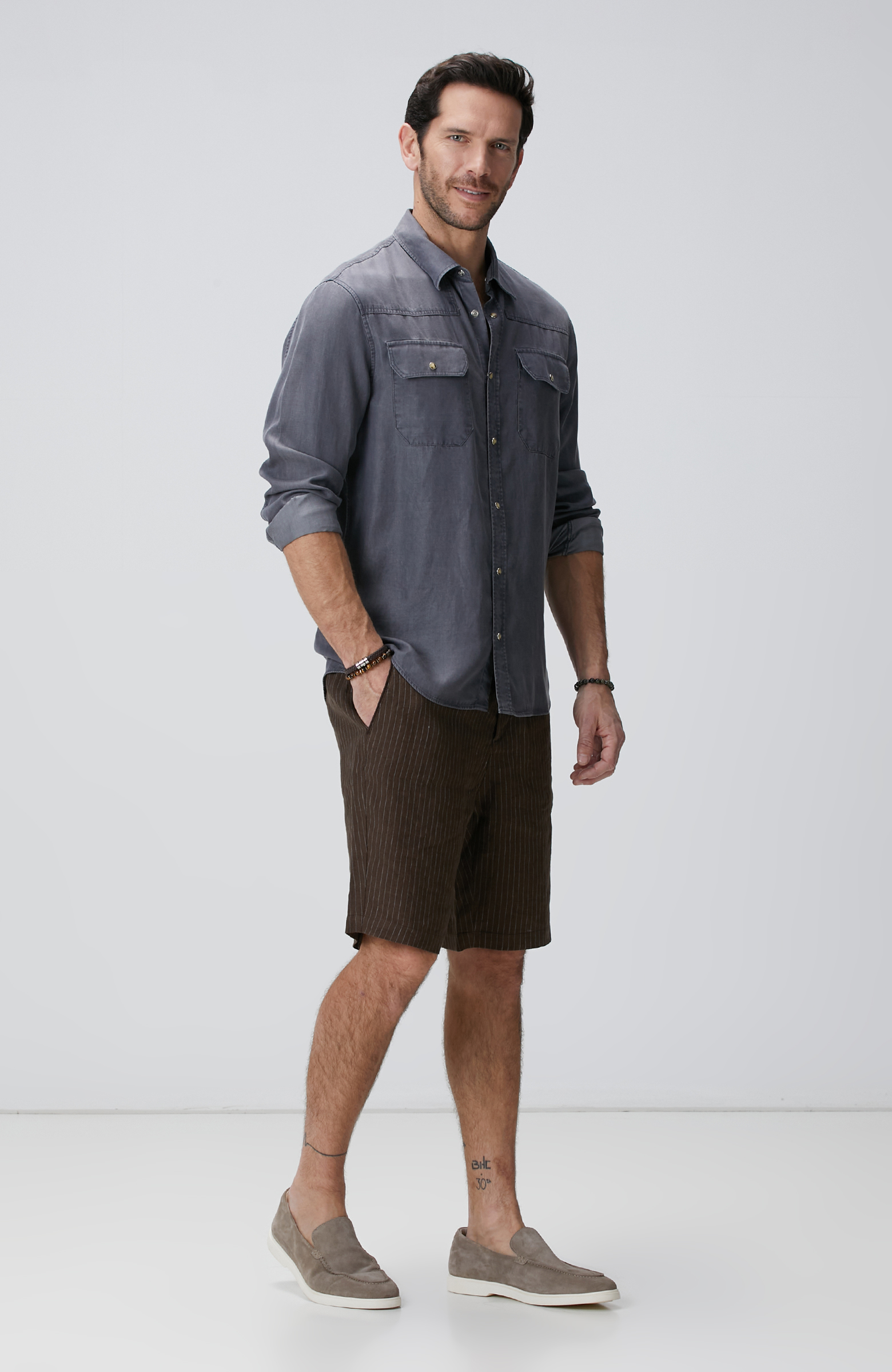 Gri Non Denim Gömlek