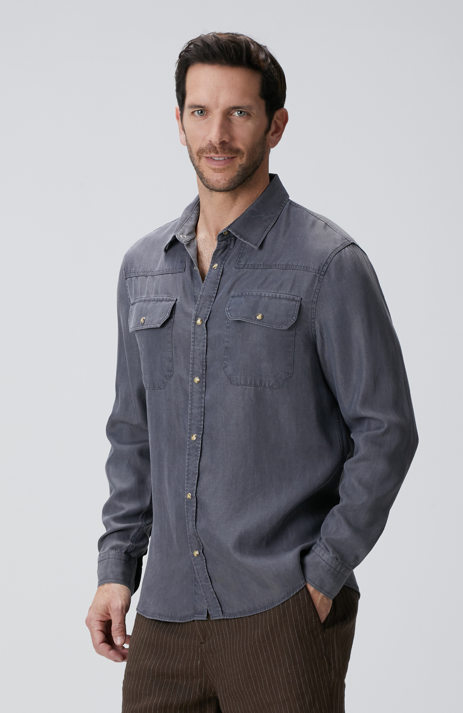 Gri Non Denim Gömlek