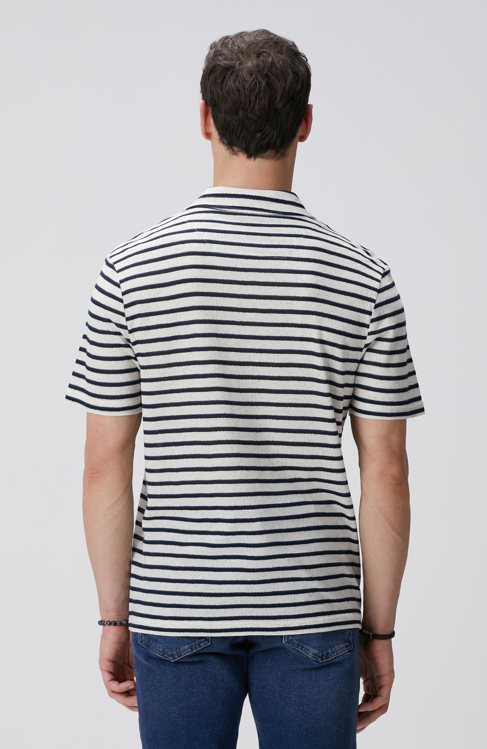 Kırık Beyaz Çizgi Desenli Gömlek