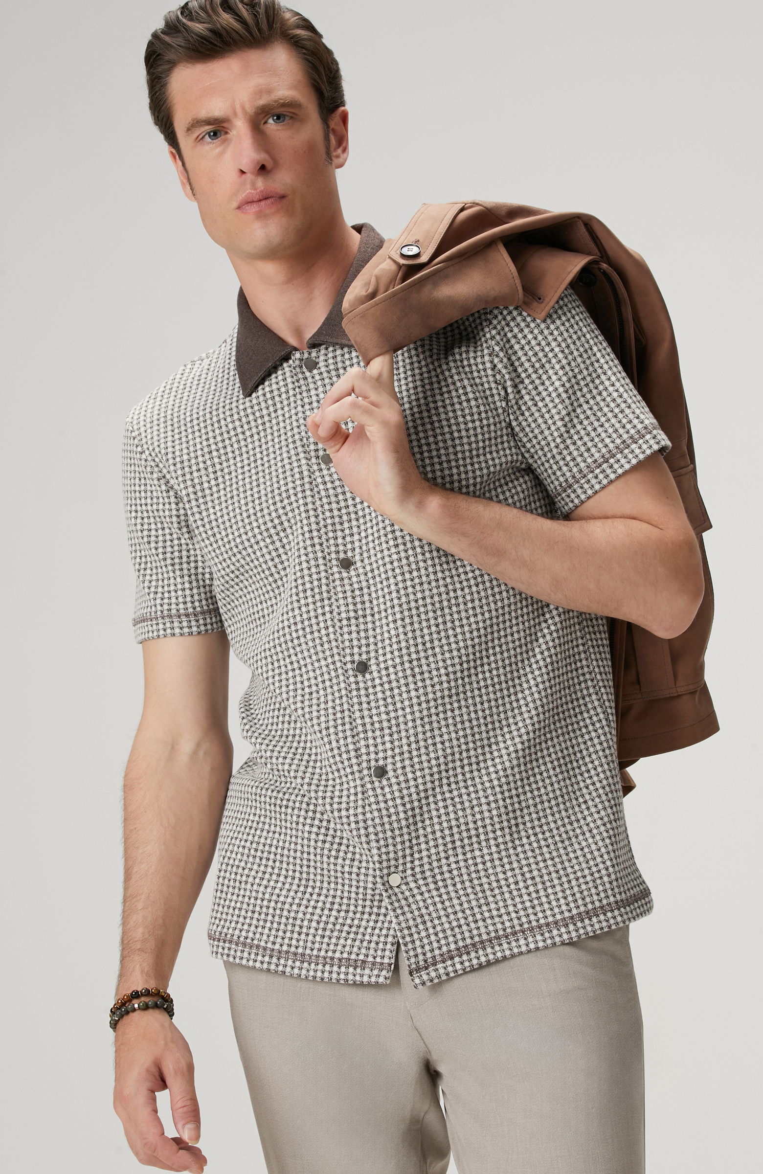 Kahverengi Keten Karışımlı Gömlek