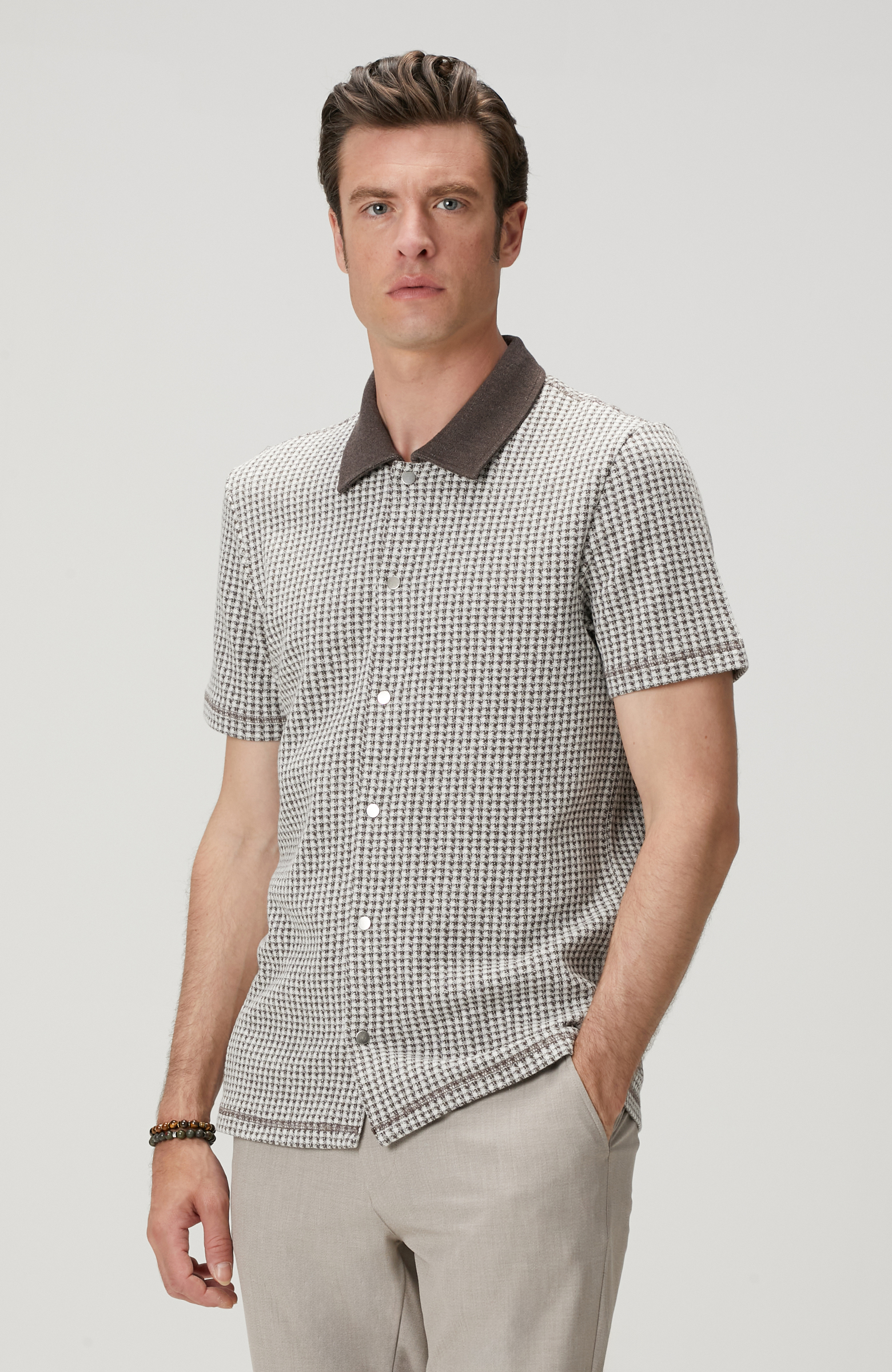 Kahverengi Keten Karışımlı Gömlek