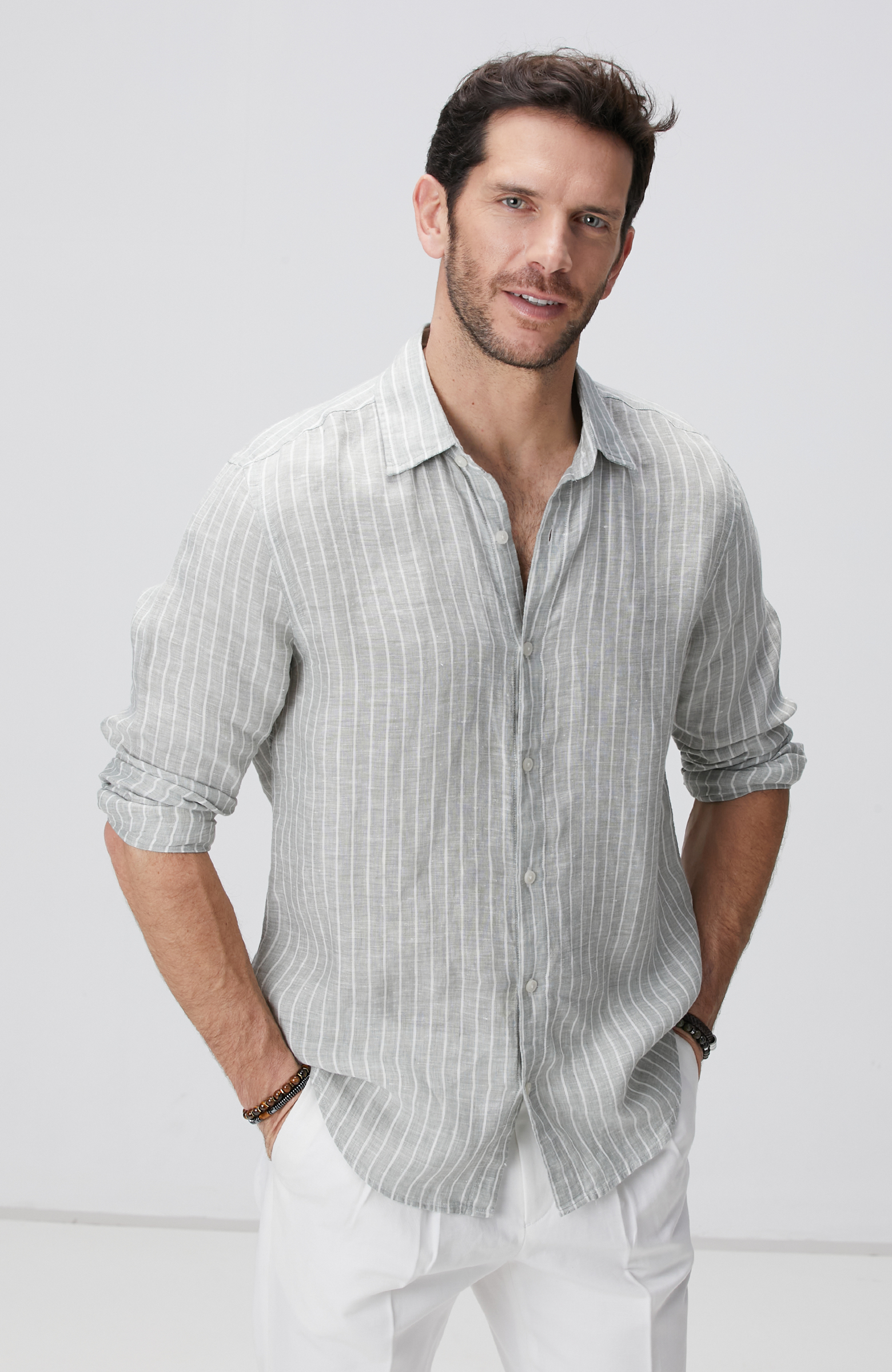 Açık Yeşil Keten Gömlek