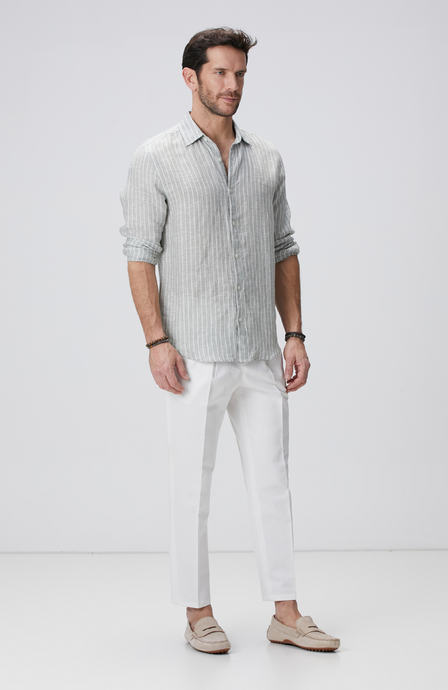 Açık Yeşil Keten Gömlek