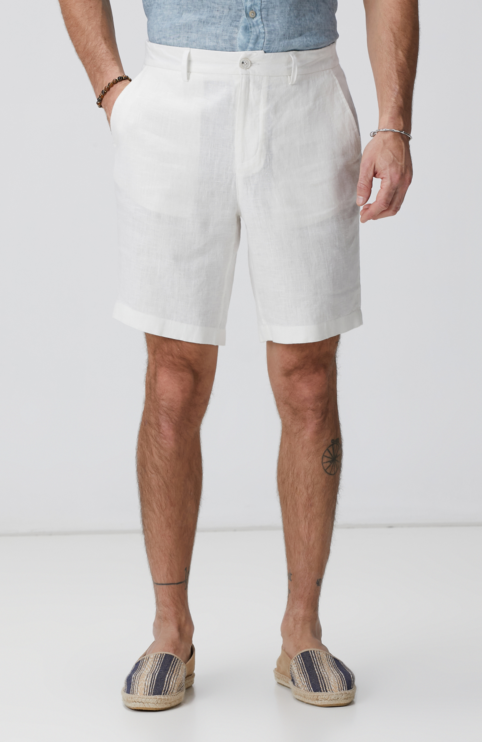 Kırık Beyaz Keten Şort