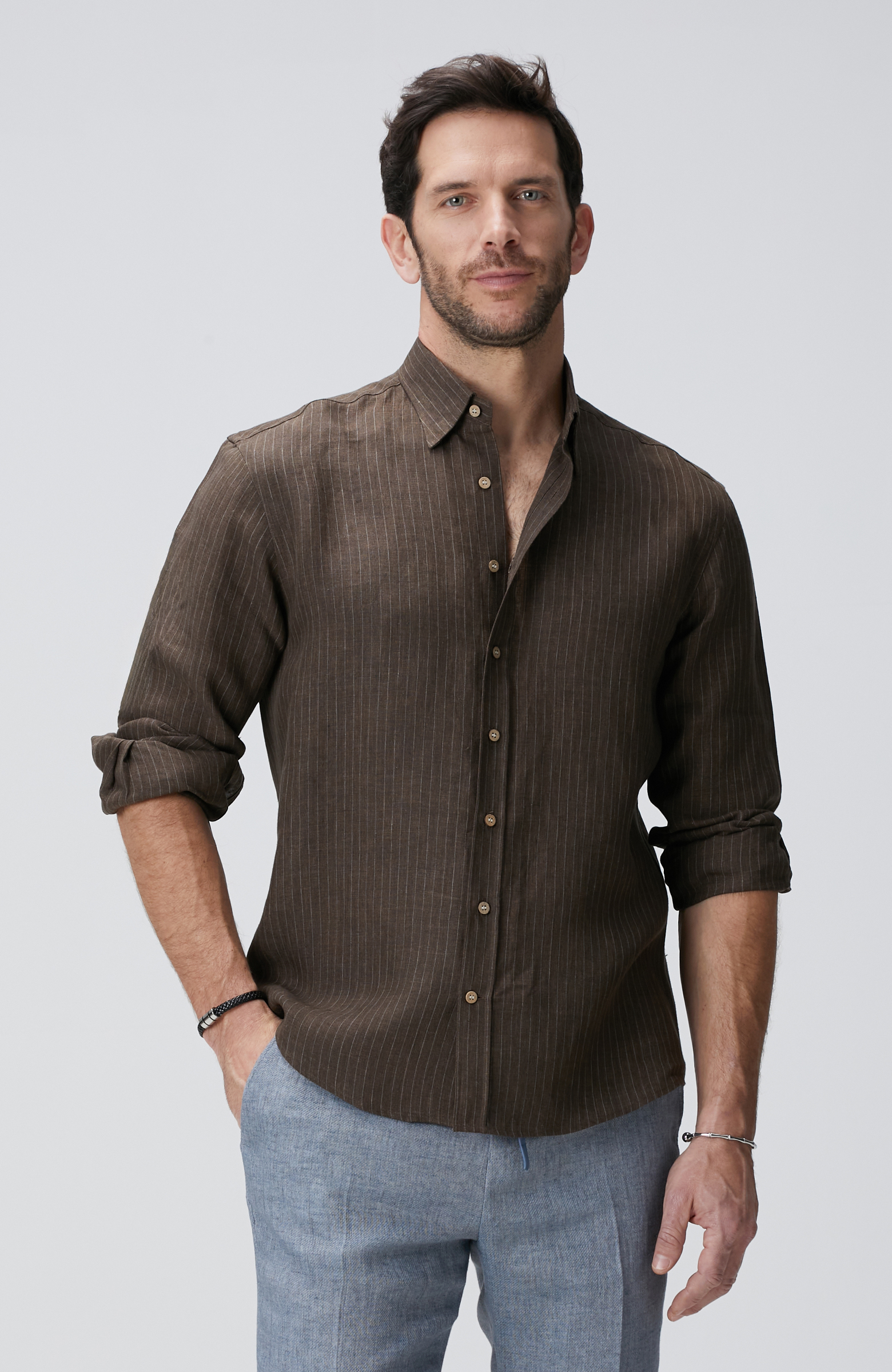 Kahverengi Keten Gömlek