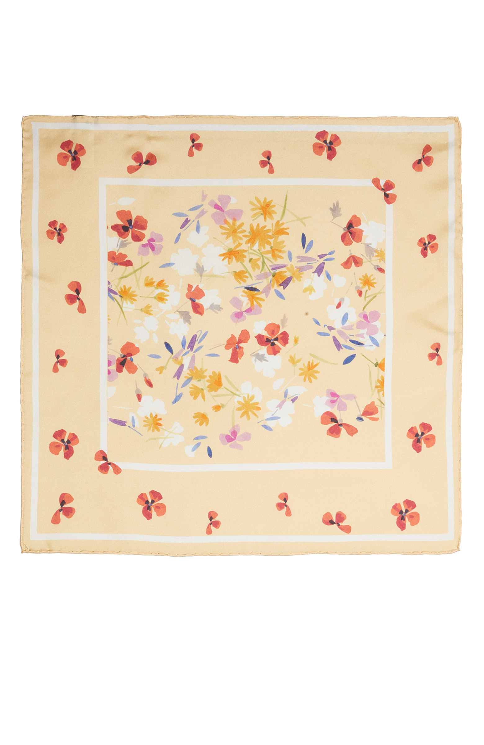 Renkli Çiçek Desenli Kadın İpek Fular