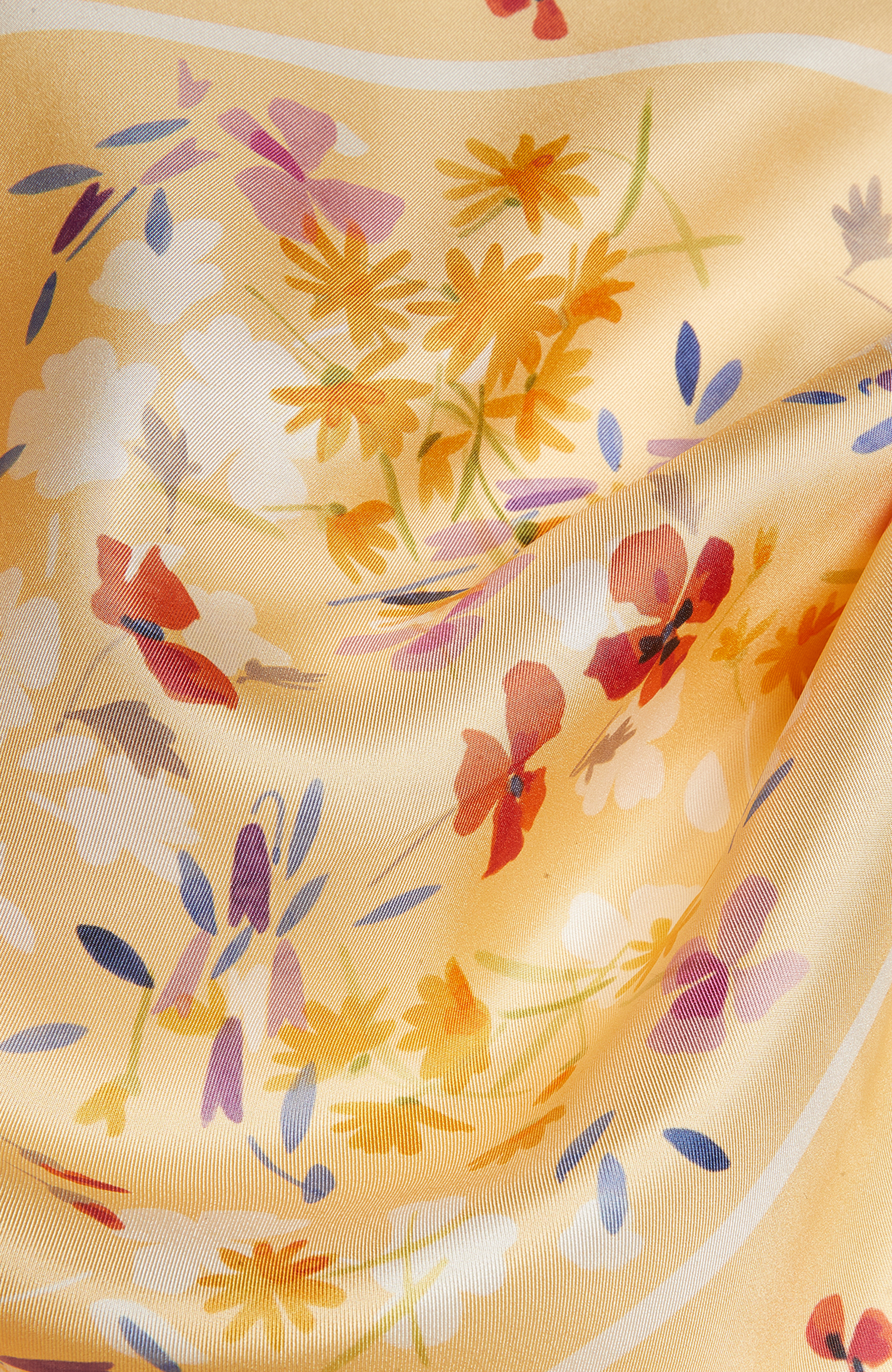 Renkli Çiçek Desenli Kadın İpek Fular