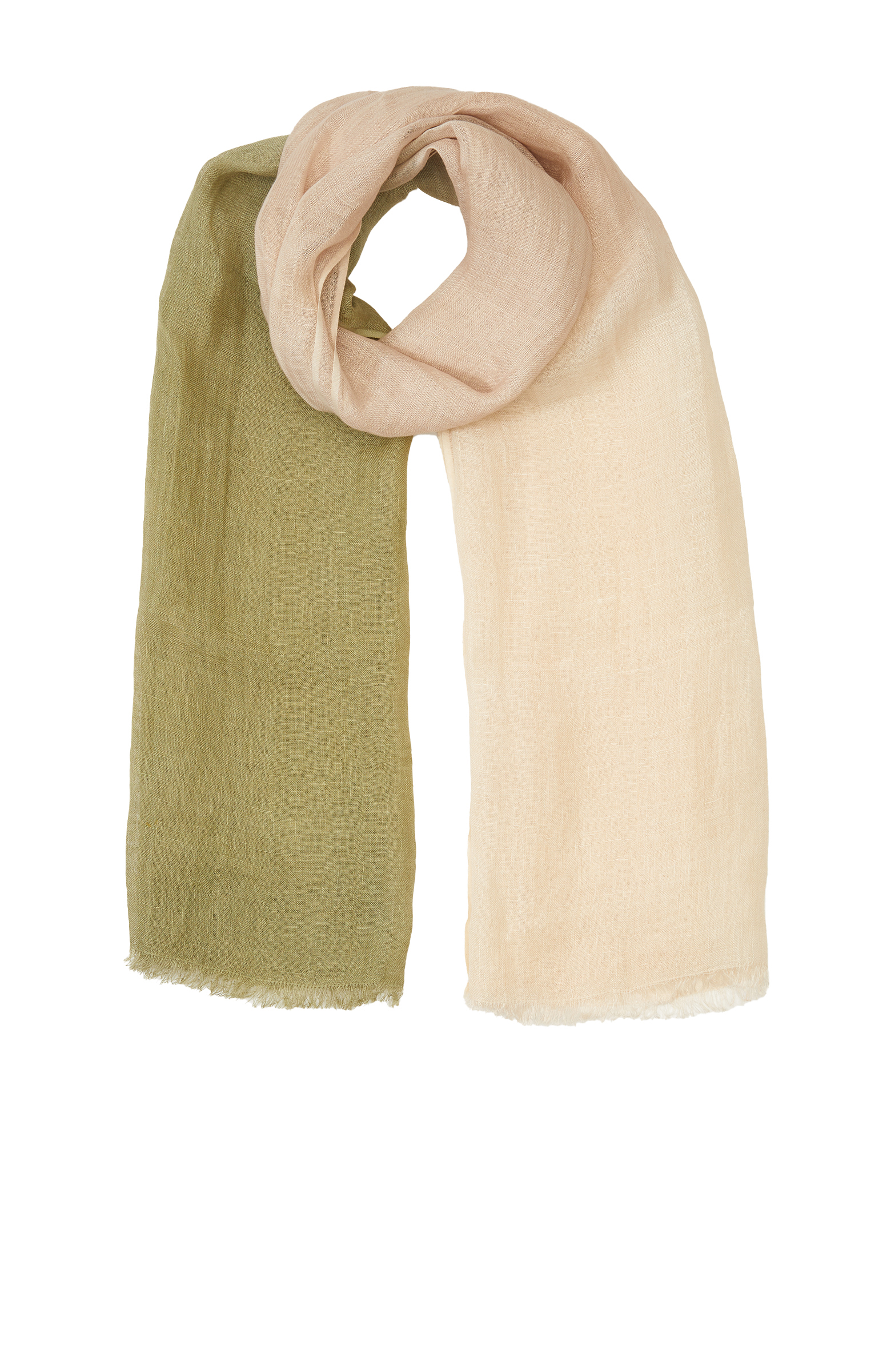 Bej Yeşil Keten Karışımlı Kadın Şal