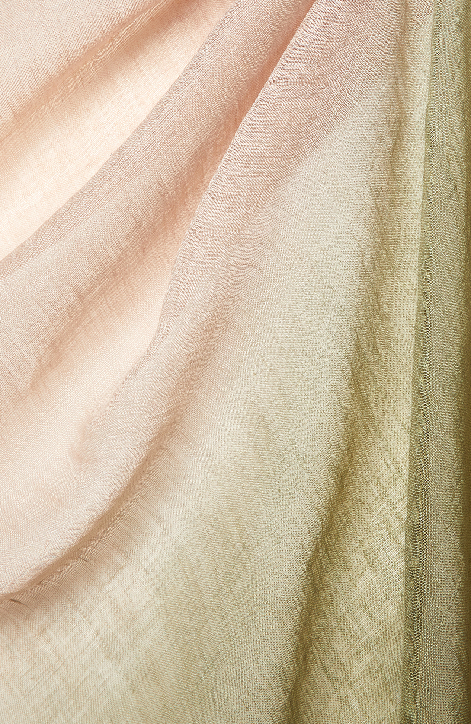 Bej Yeşil Keten Karışımlı Kadın Şal