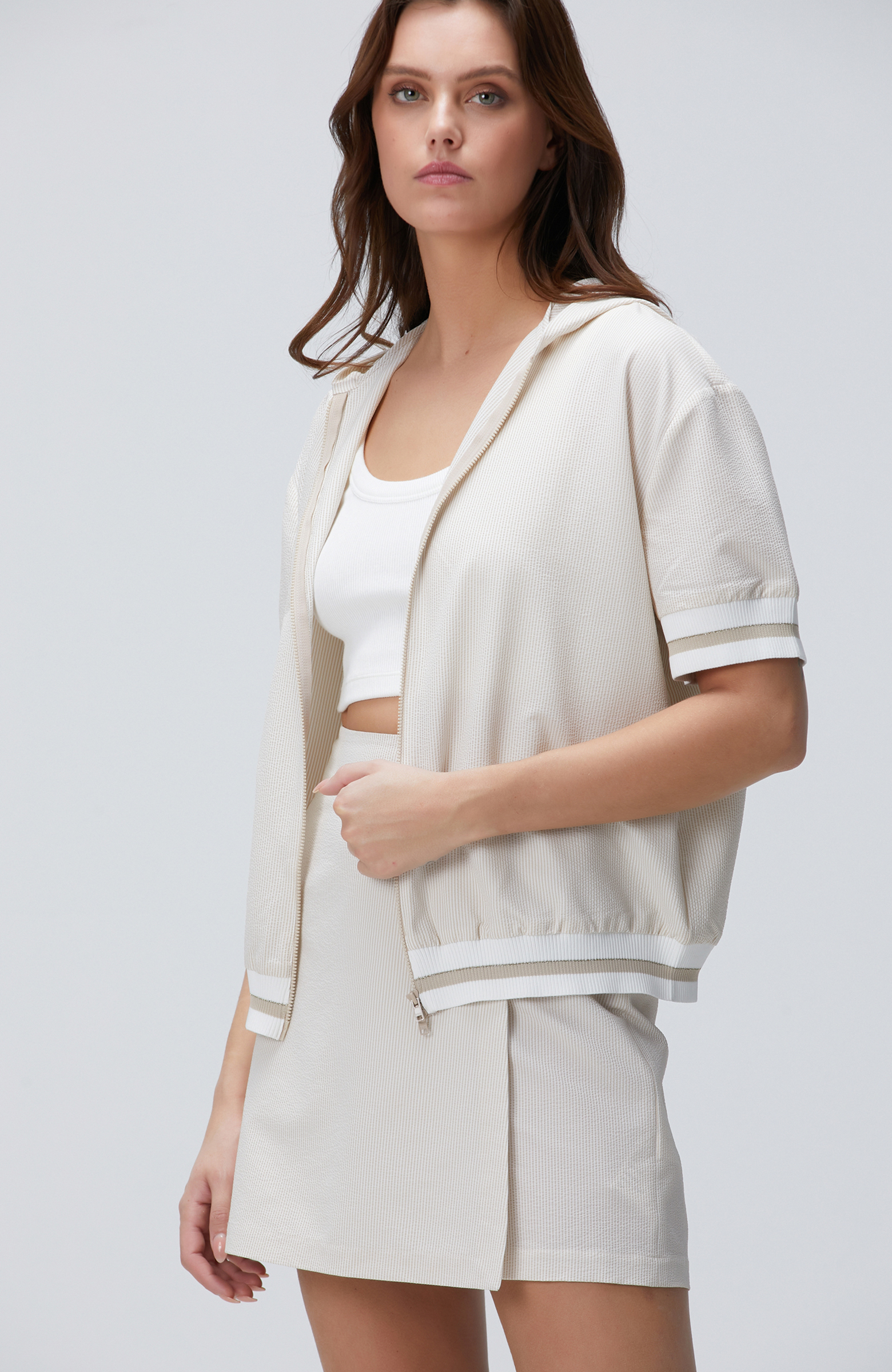 N-Tech Kırık Beyaz Bej Gofreli Mont