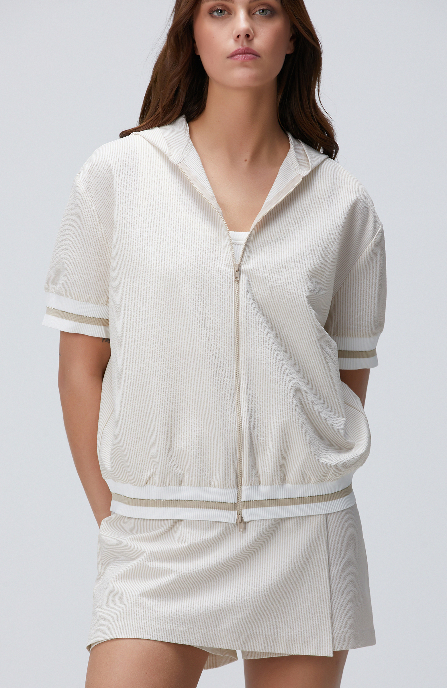 N-Tech Kırık Beyaz Bej Gofreli Mont