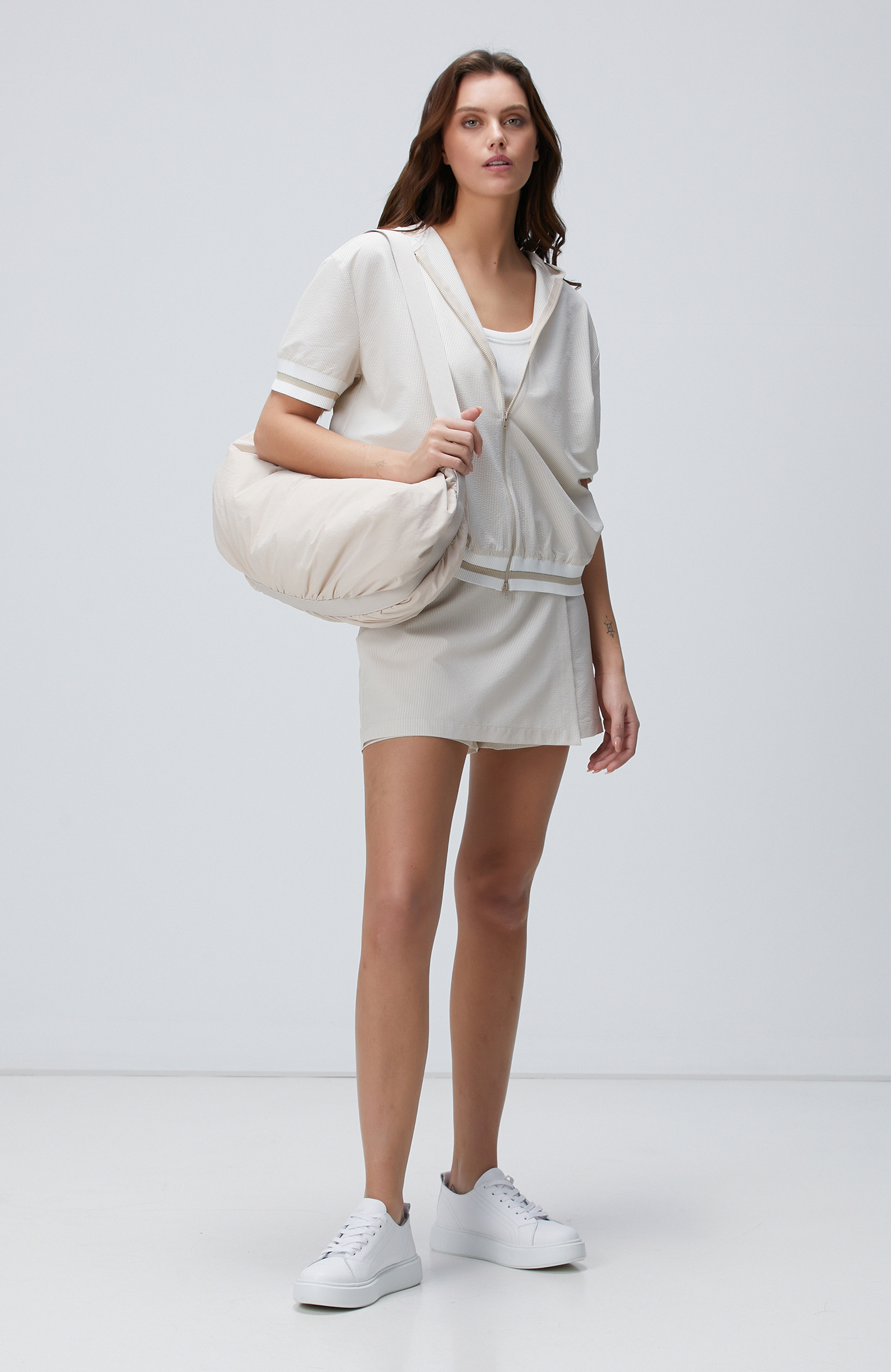 N-Tech Kırık Beyaz Bej Gofreli Mont