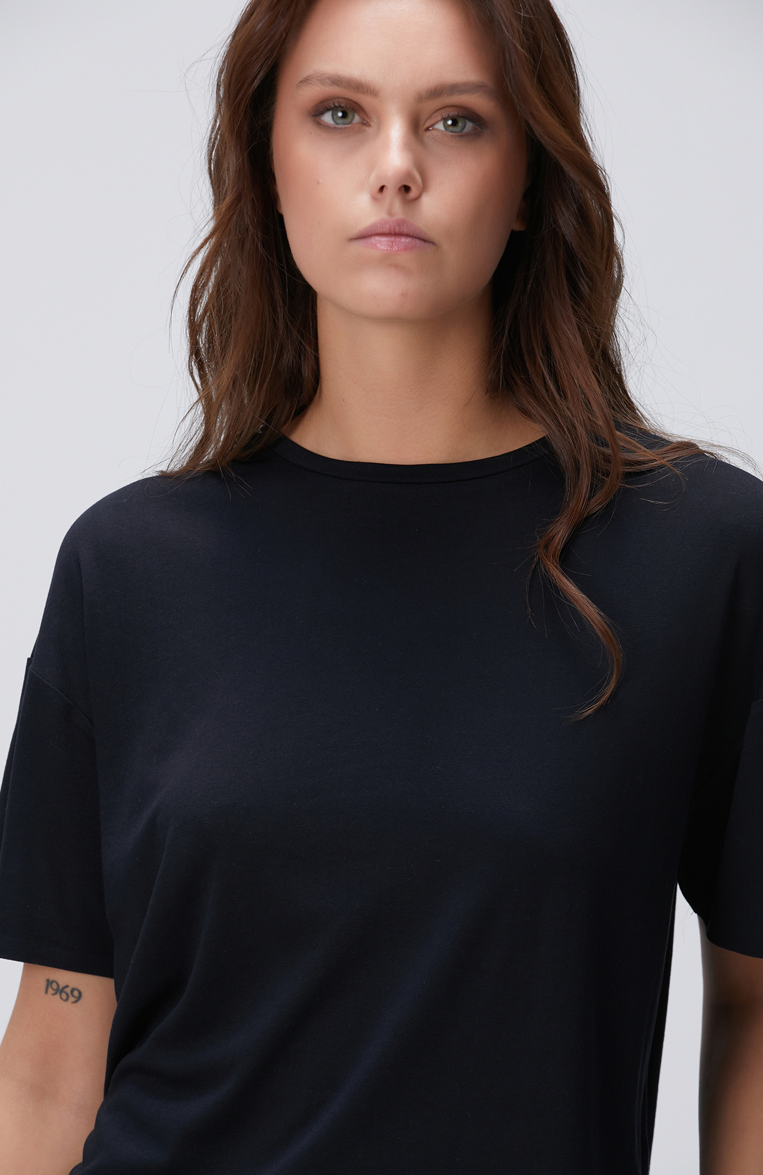 N-Tech Siyah Modal Karışımlı T-shirt