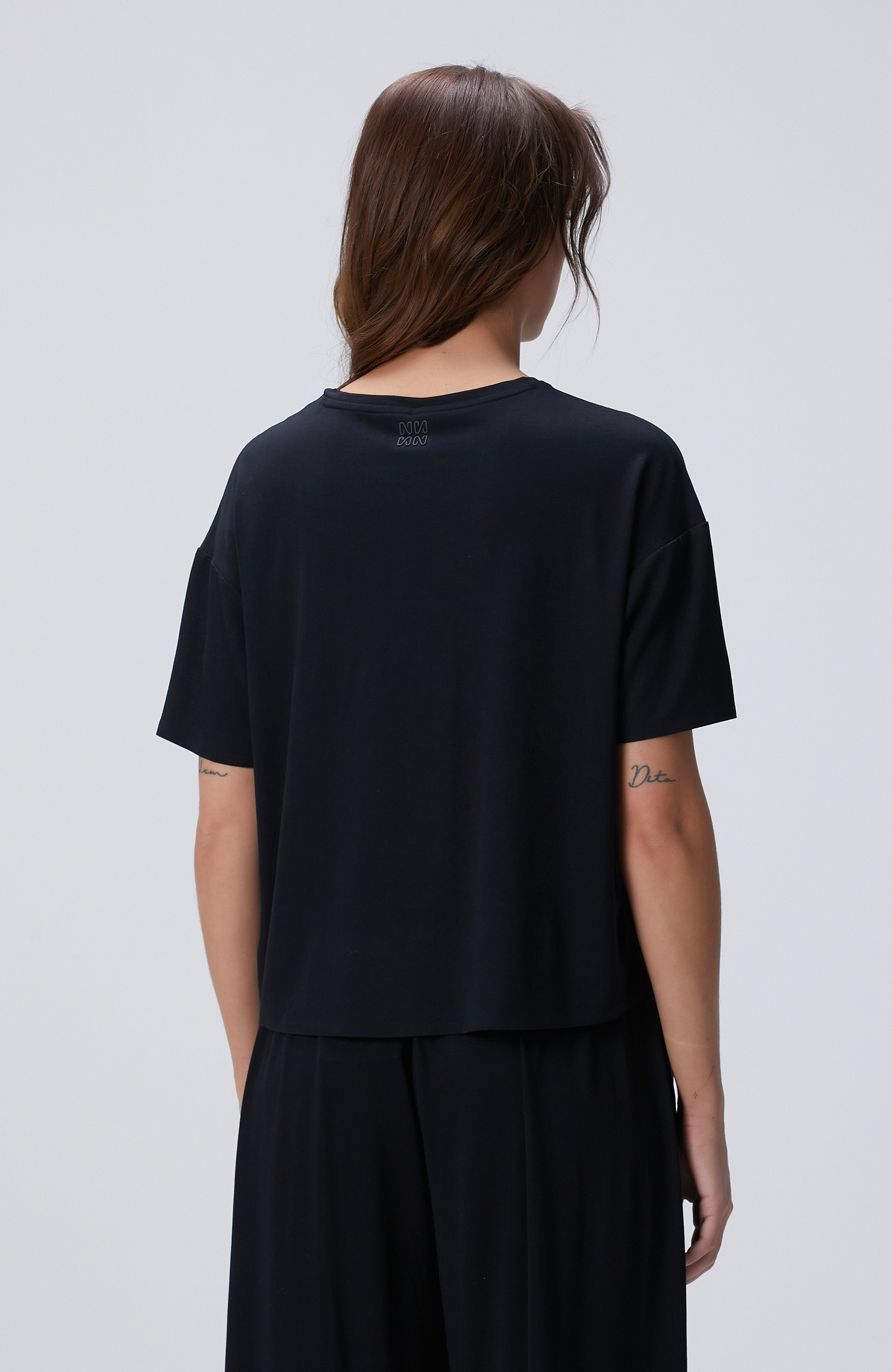 N-Tech Siyah Modal Karışımlı T-shirt