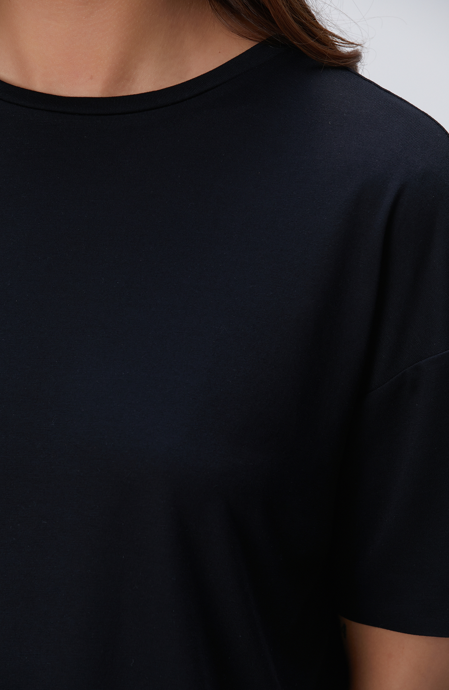 N-Tech Siyah Modal Karışımlı T-shirt