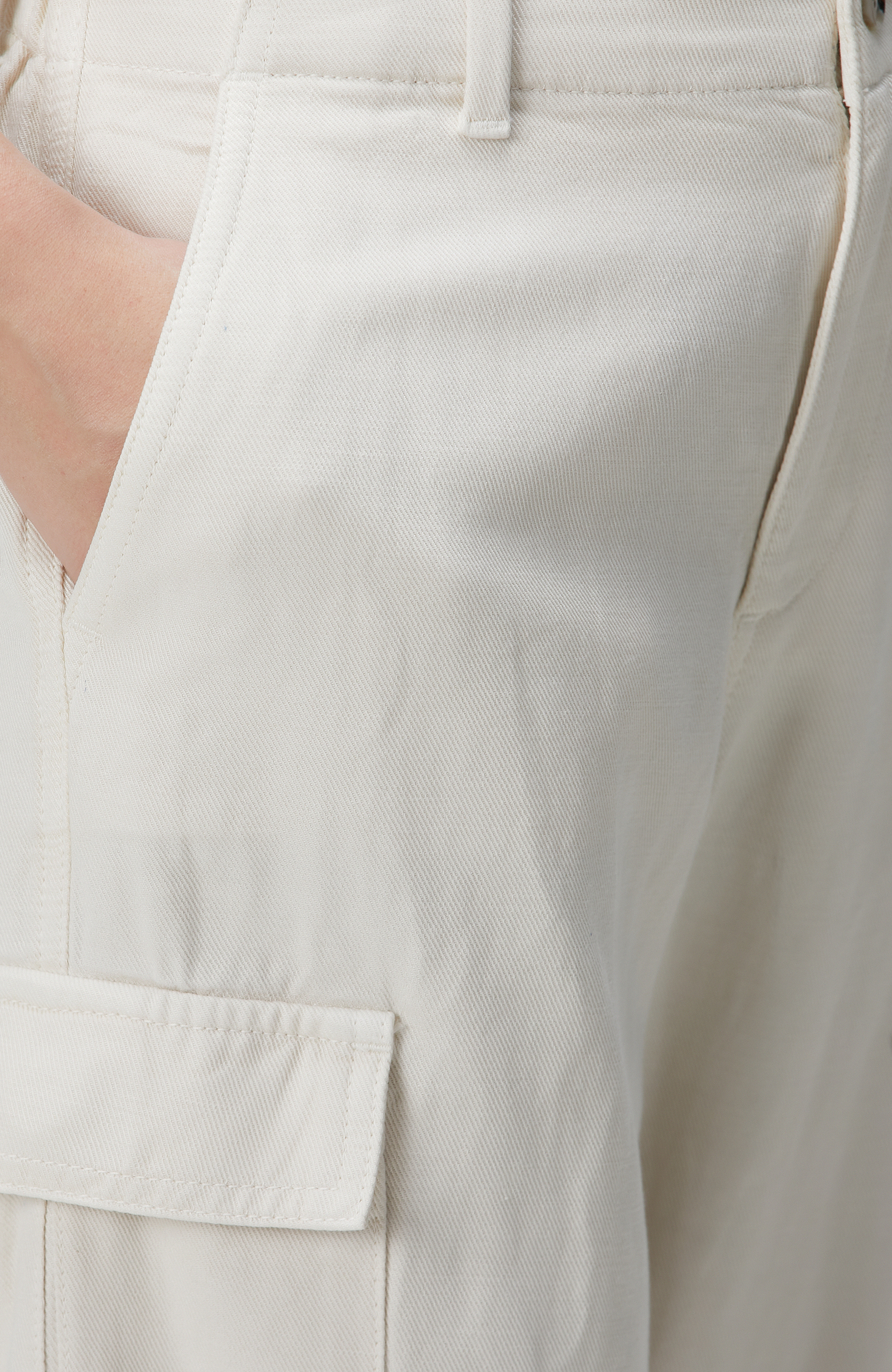 Kırık Beyaz Tencel Karışımlı Casual Pantolon