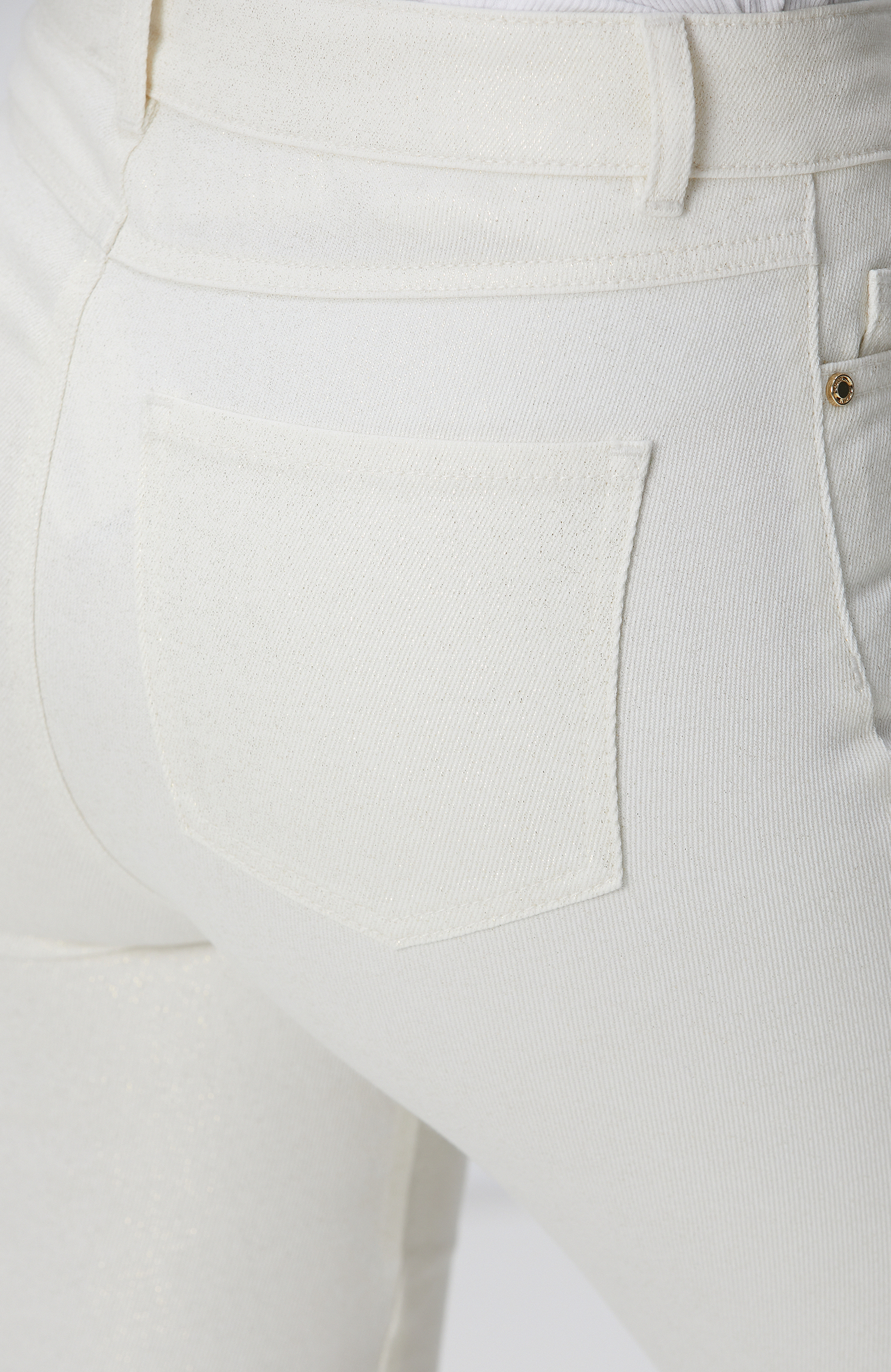 Ekru Simli Denim Pantolon