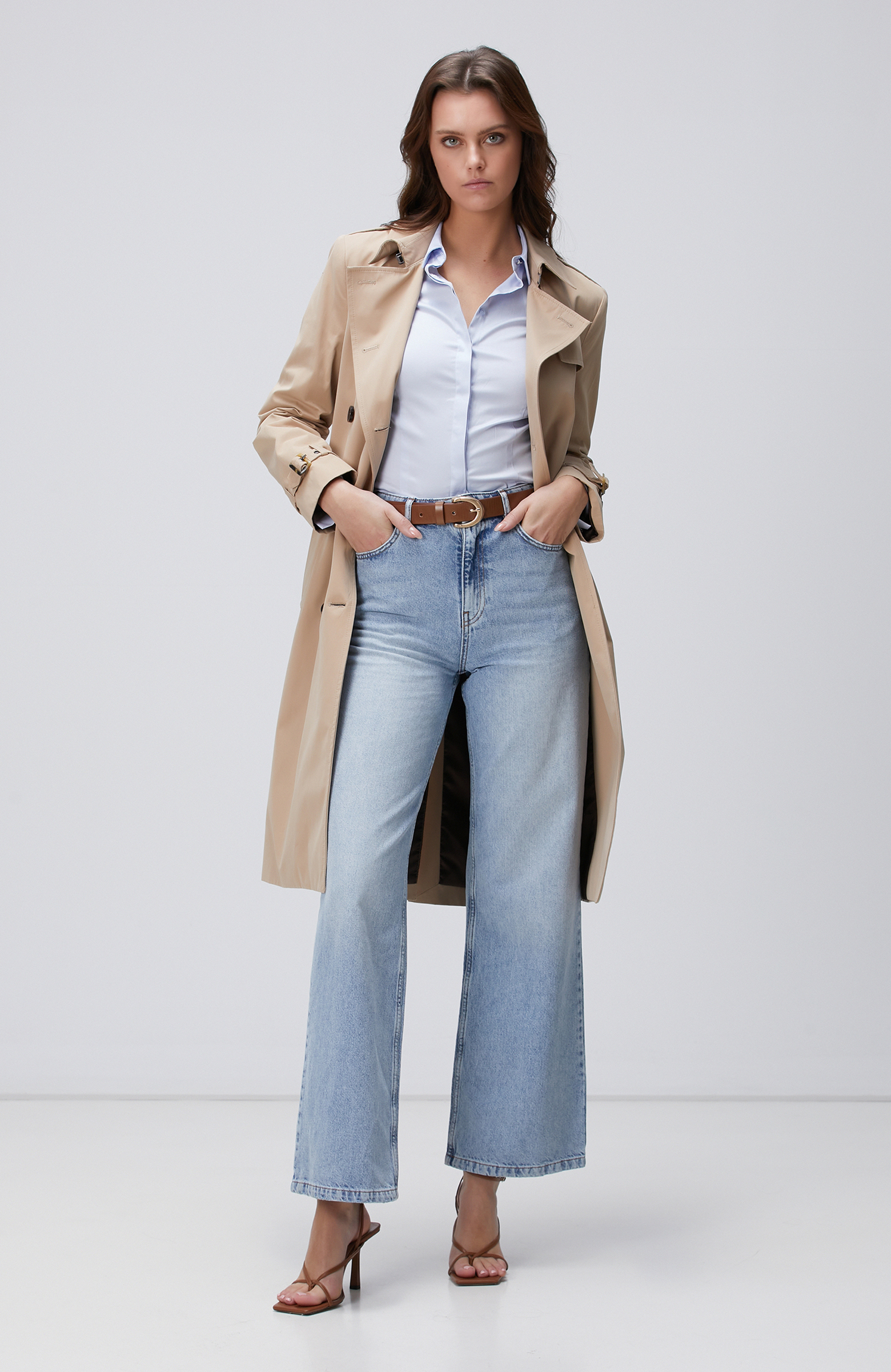 Bej Apolet Detaylı Pardösü