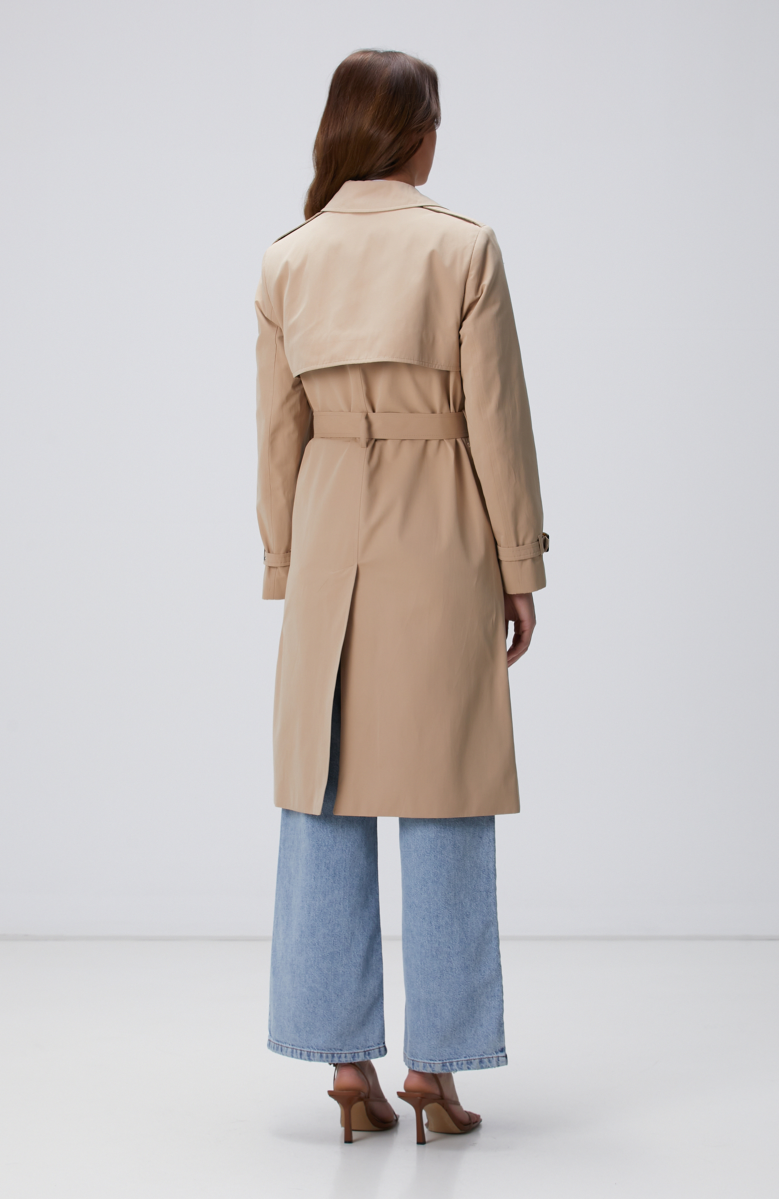 Bej Apolet Detaylı Pardösü