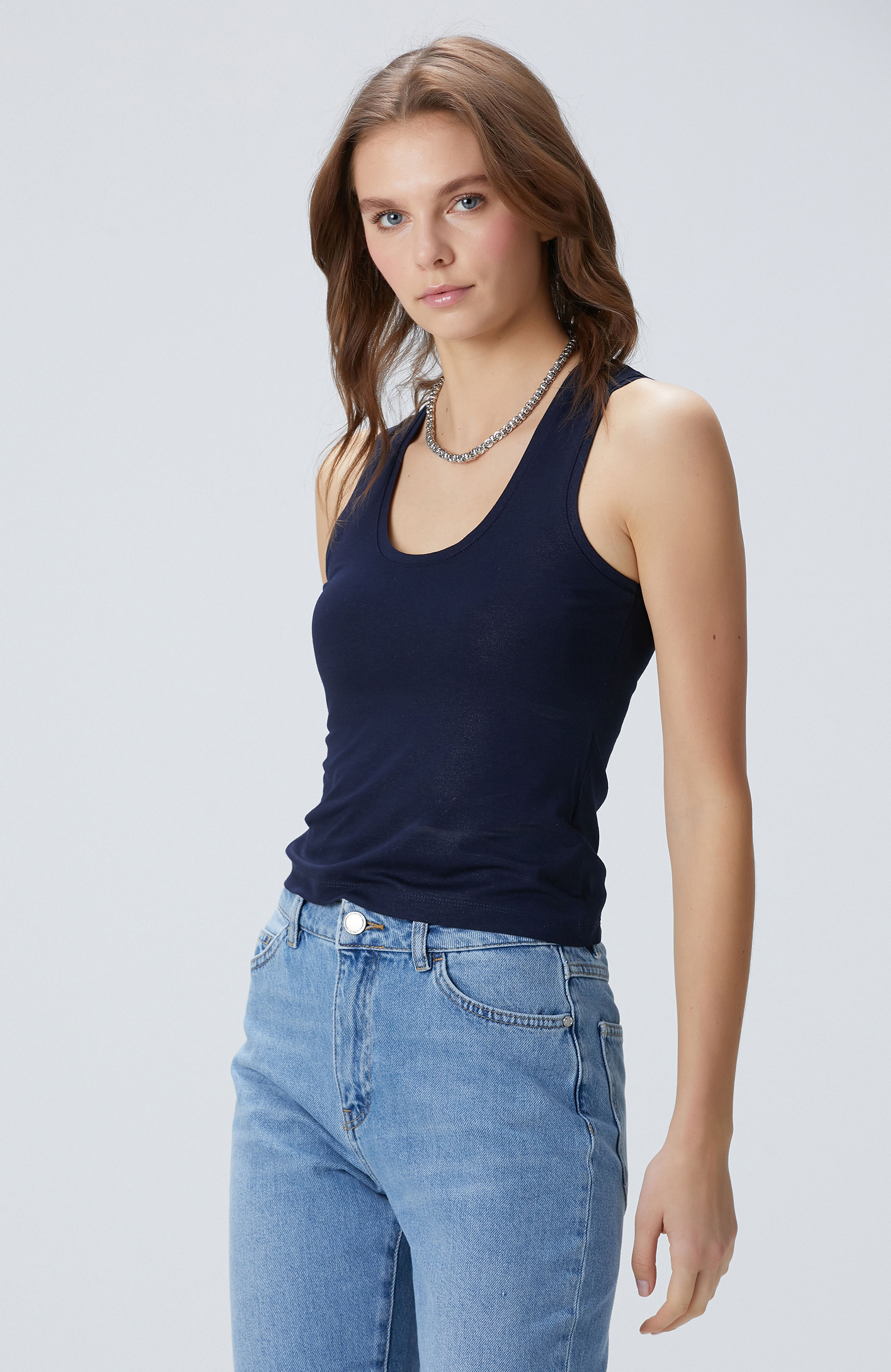 Lacivert Varak Baskılı T-shirt