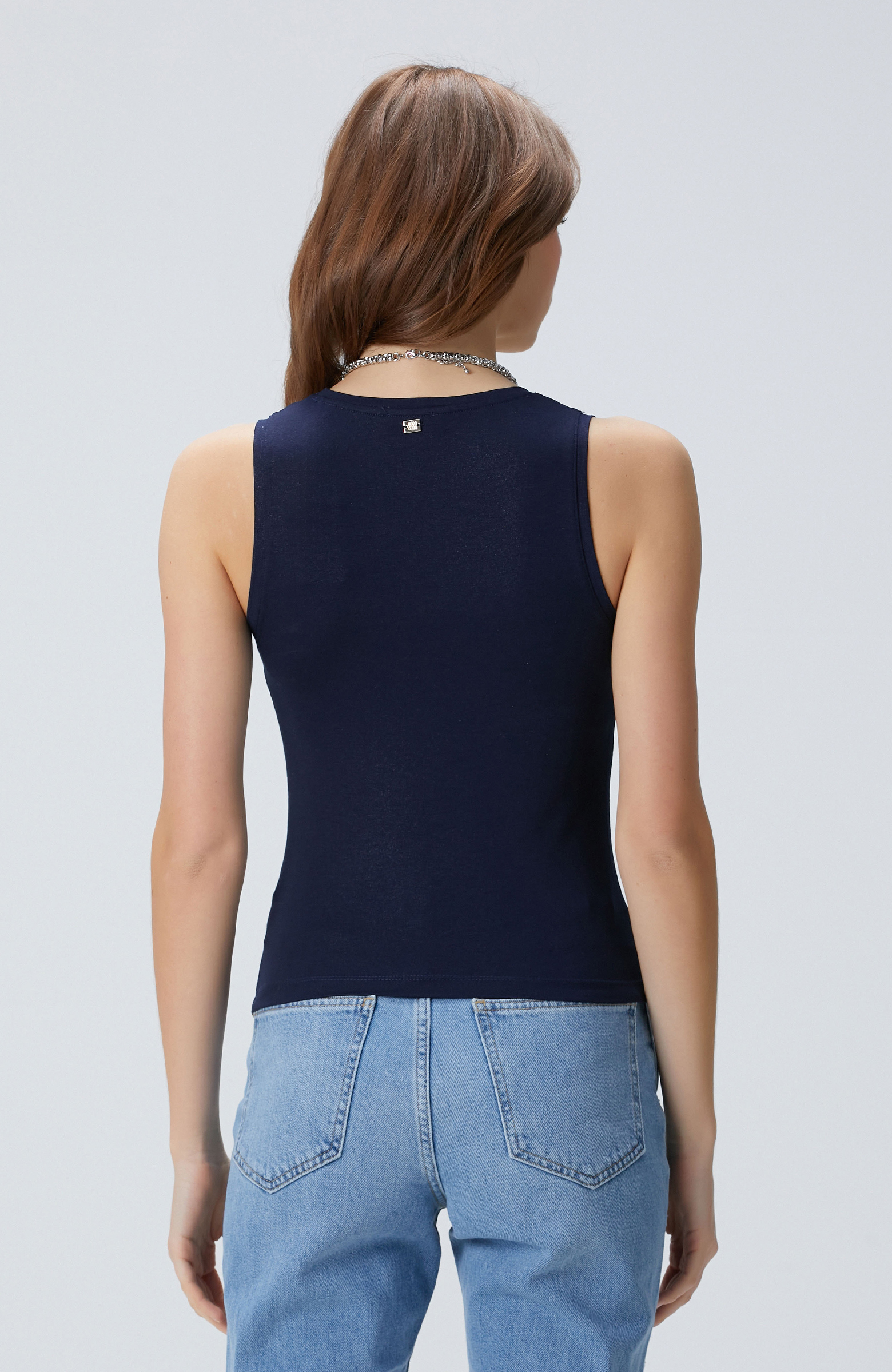 Lacivert Varak Baskılı T-shirt