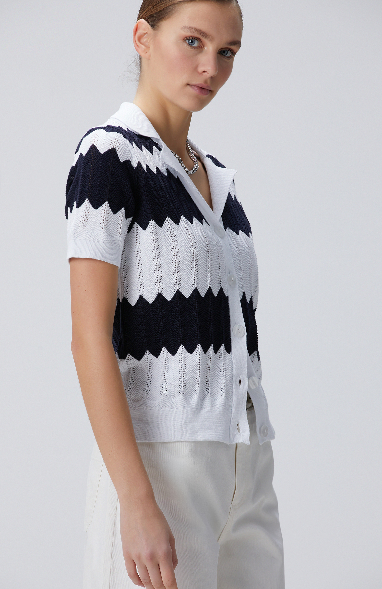 Lacivert-Beyaz Hırka